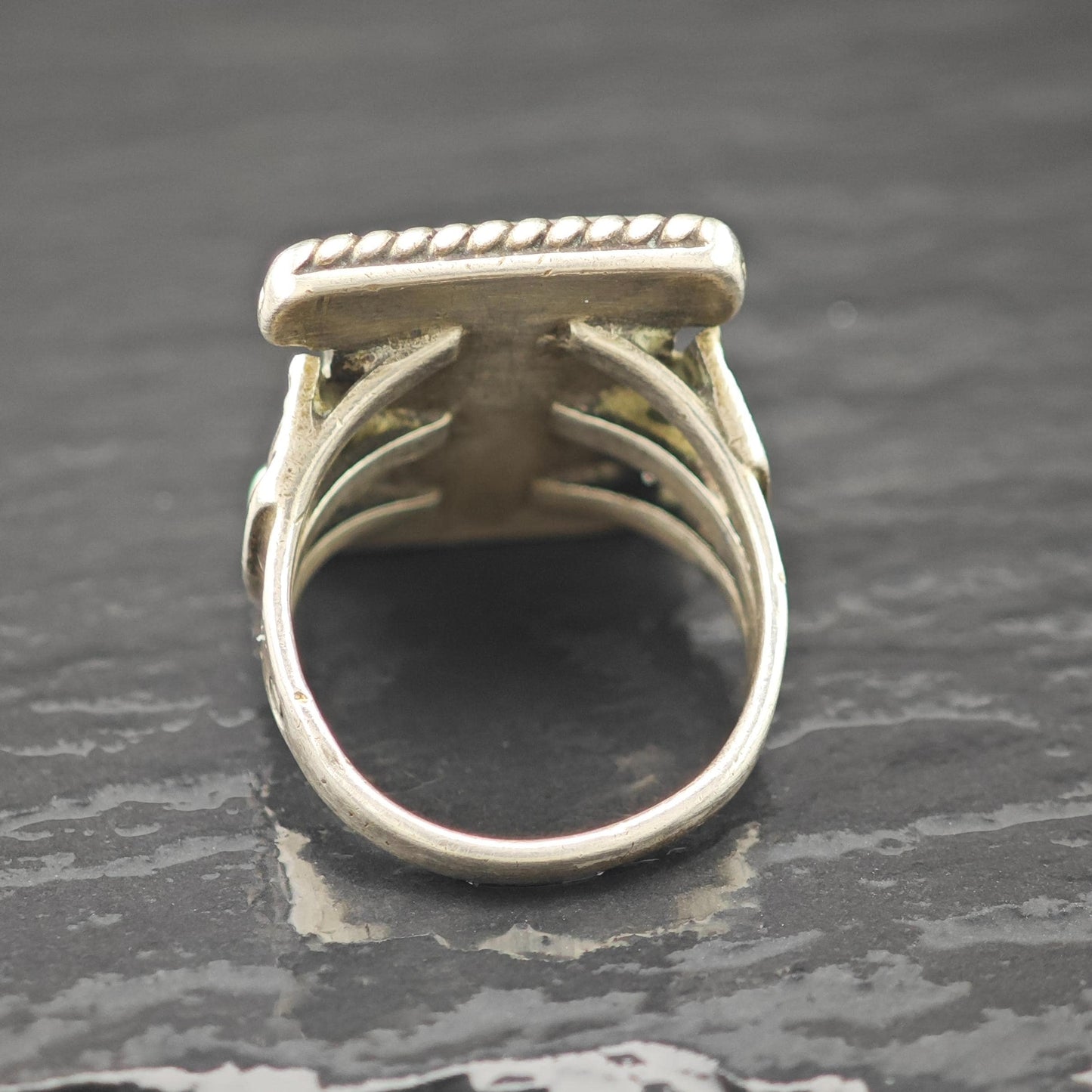 Historic, Native American Green Turquoise Ring Sterling Silver