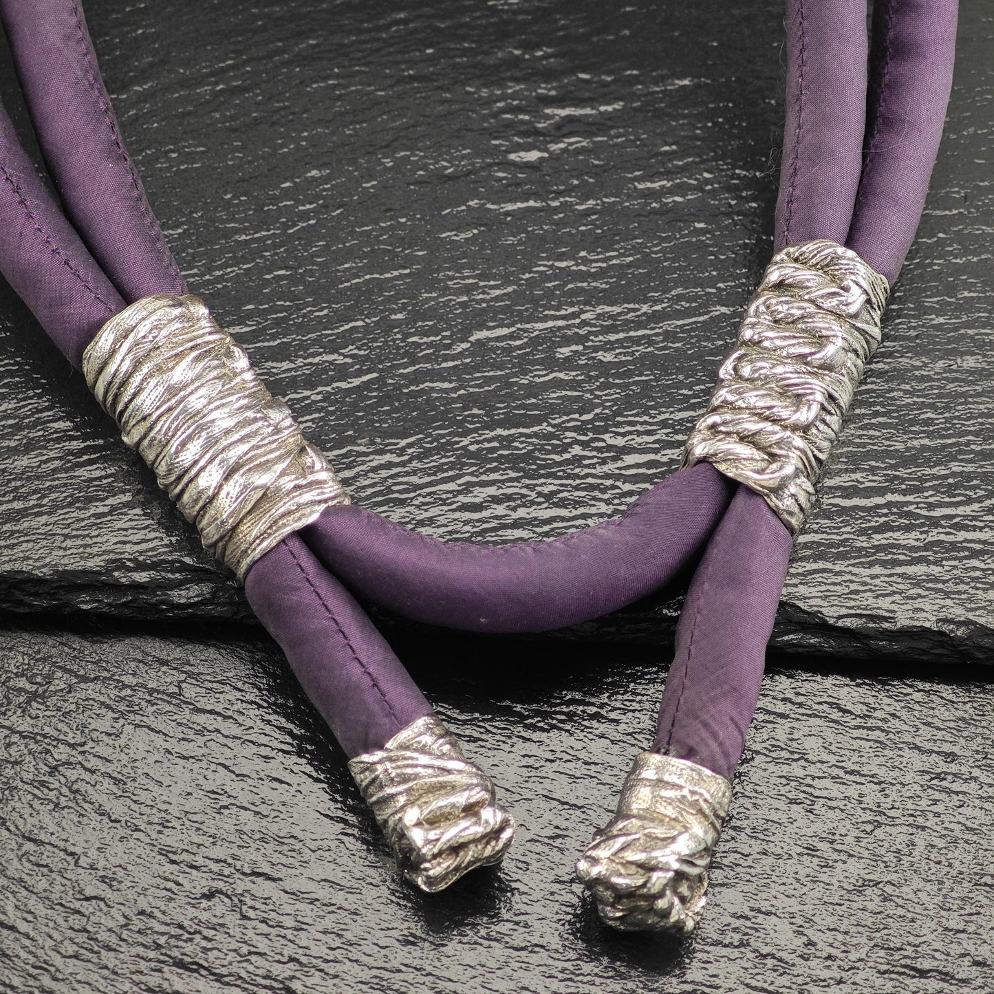 Vintage Mignon Faget Purple Triple Knot Lariat Necklace Sterling Silver