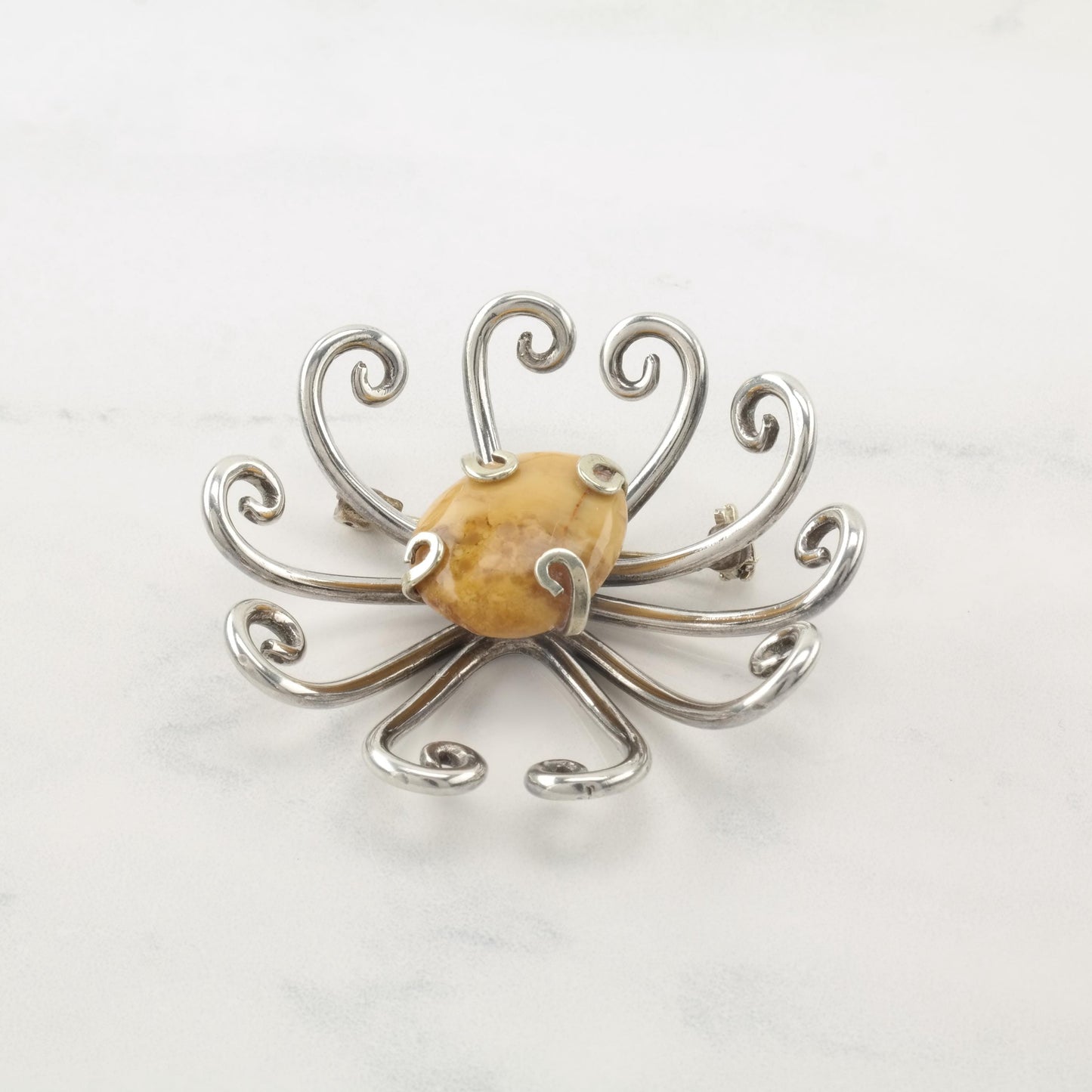 Taxco floral Jasper Sterling Silver Brooch