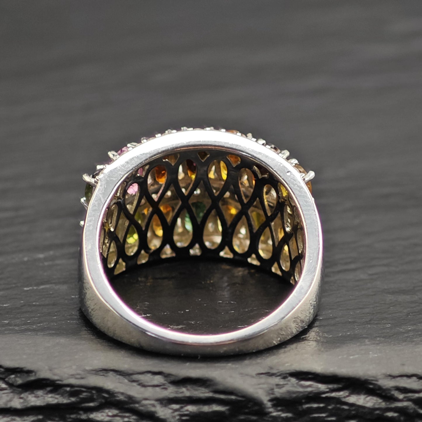 Tourmaline Band Sterling Silver Ring Sz 7 R6725