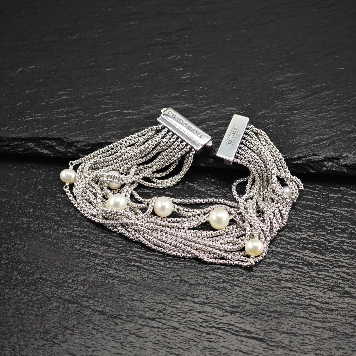 David Yurman Pearl Bracelet Multi Chain Sterling Silver