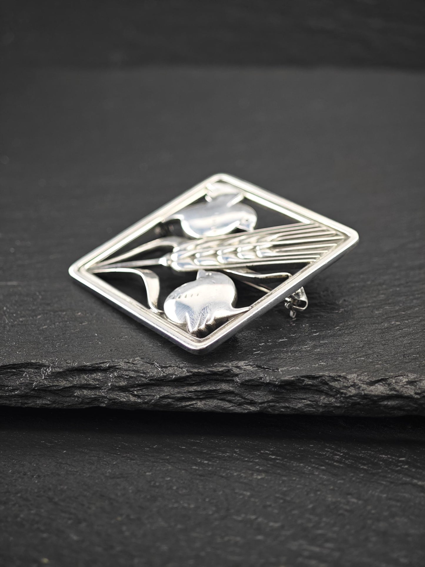 Georg Jensen 250, Floral Birds Brooch Sterling Silver