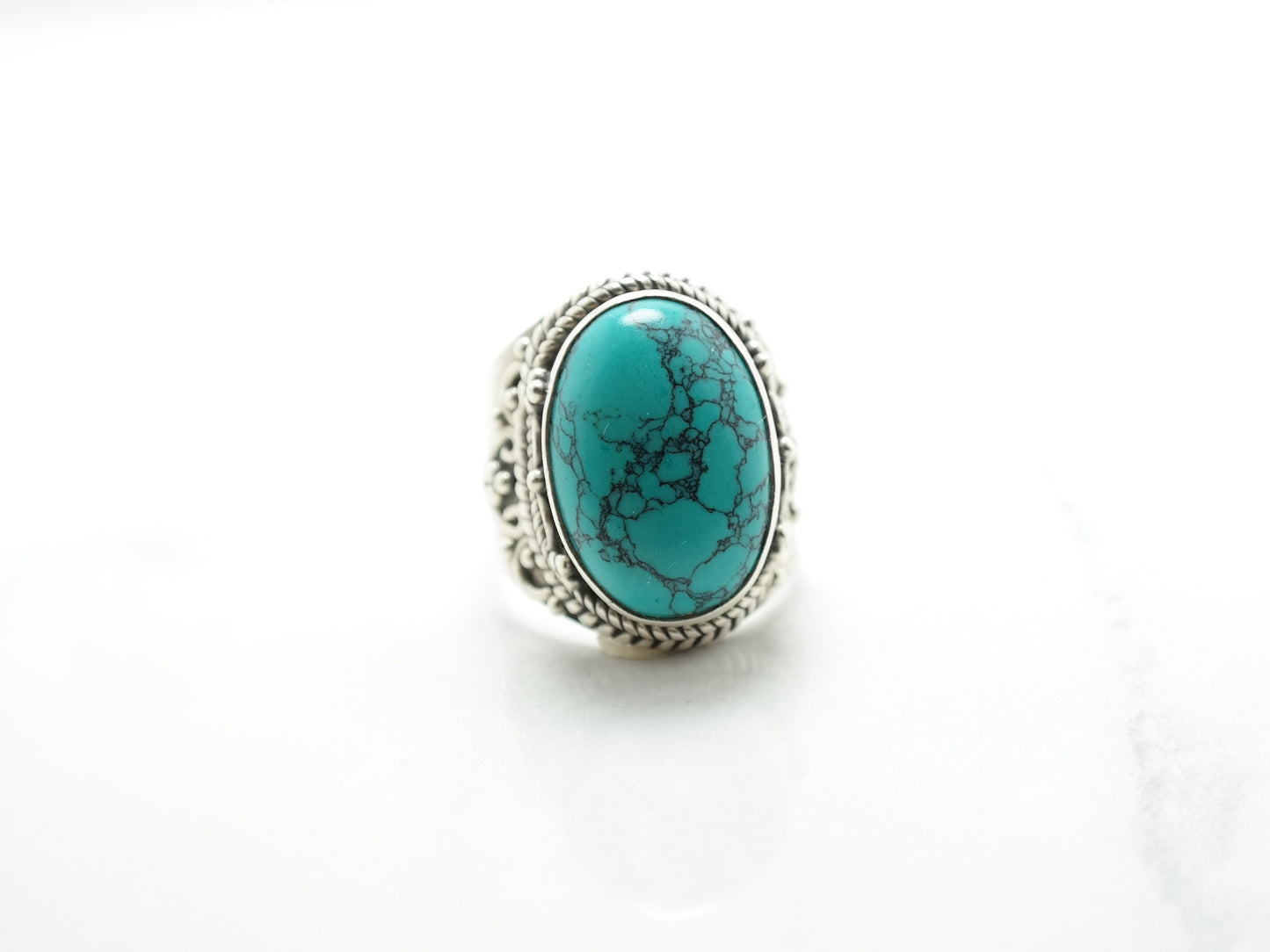 Vintage Southwest Spiderweb Turquoise Sterling Silver Size 8