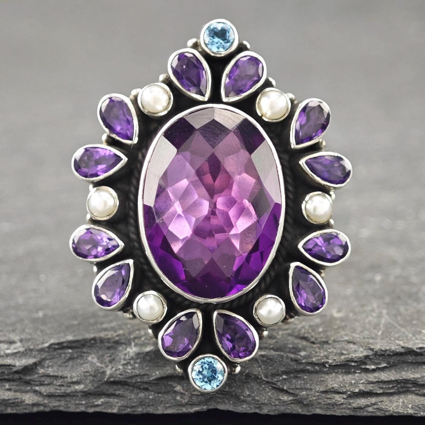 Vintage Nicky Butler Amethyst Ring Sterling Silver