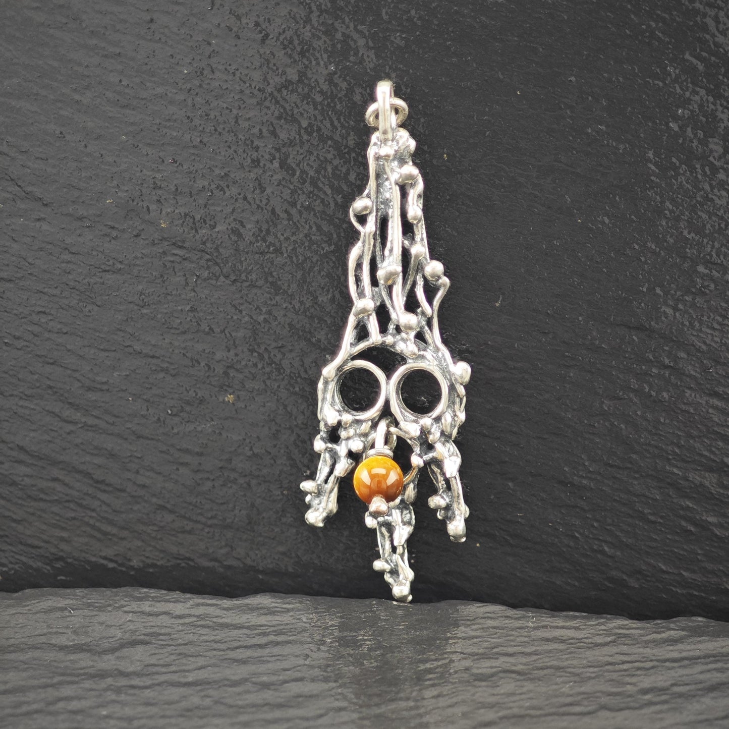 Brutalist Tiger Eye Pendant: Sterling Silver  Jewelry P2793
