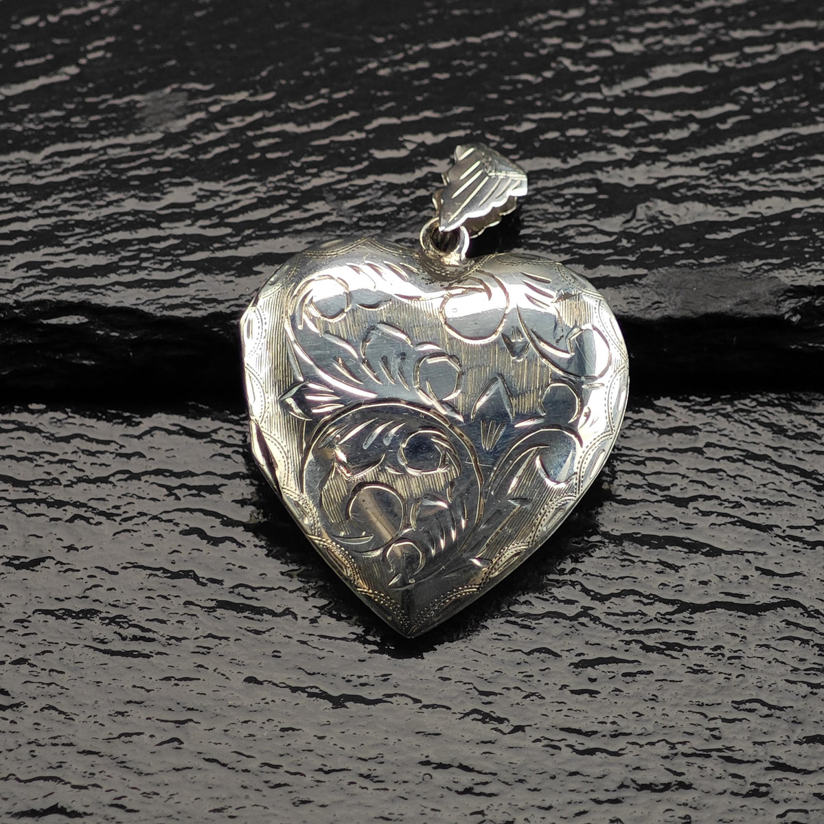 Enamel Heart Floral Locket Sterling Silver Pendant P3159