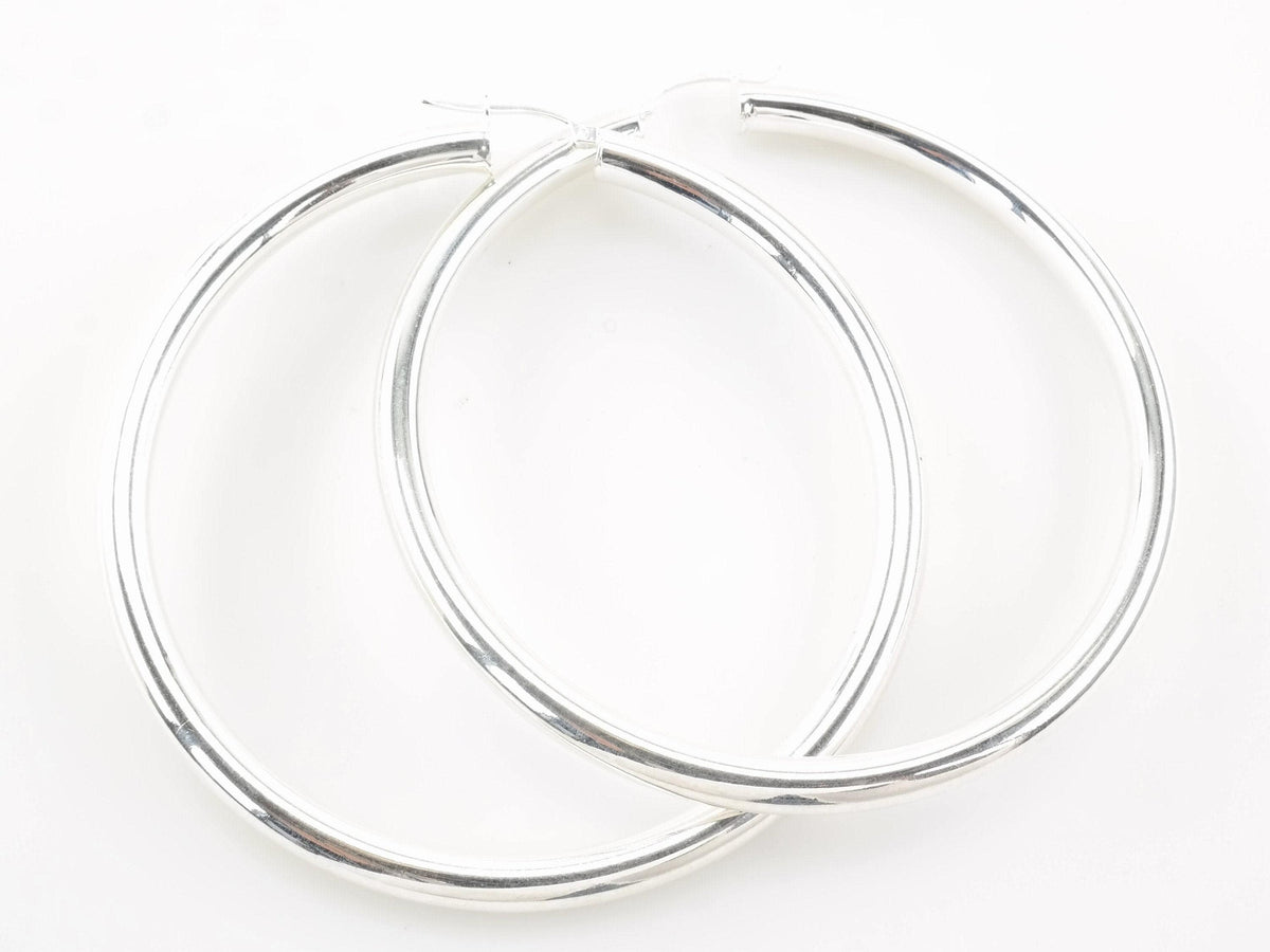 XL Sterling Silver Hoop Earrings: Large Size (2 7/8" Wide)