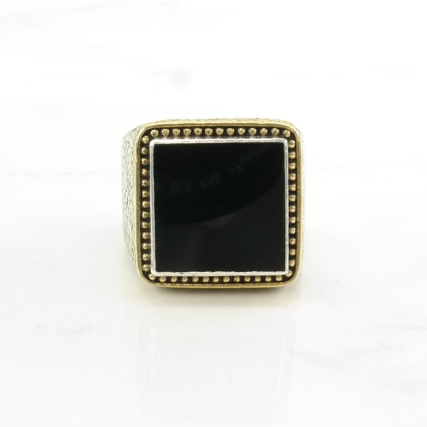 Konstantino Silver Ring Onyx Gold Toned Accents Sterling Black Size 11 1/2