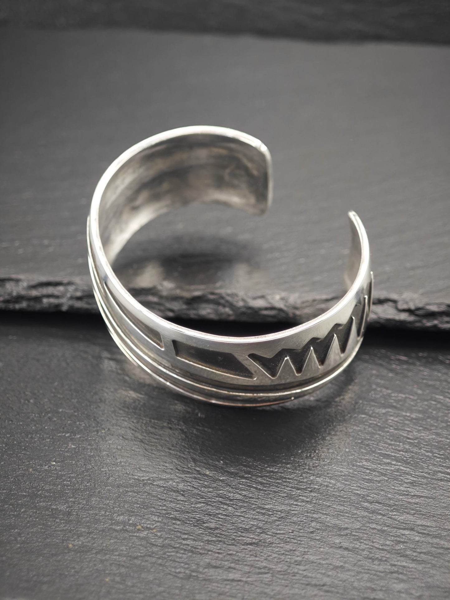 Native American Overlay, Cuff Bracelet Sterling Silver