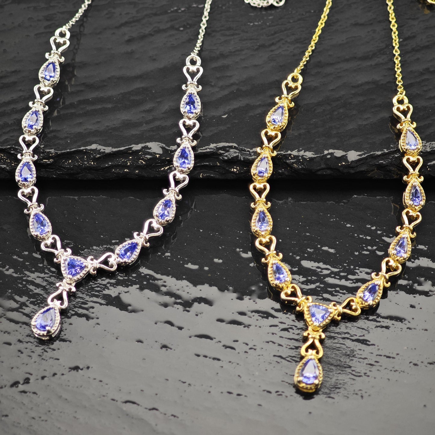 Choice of Sterling Silver Gold Plated Tanzanite Necklace N2653