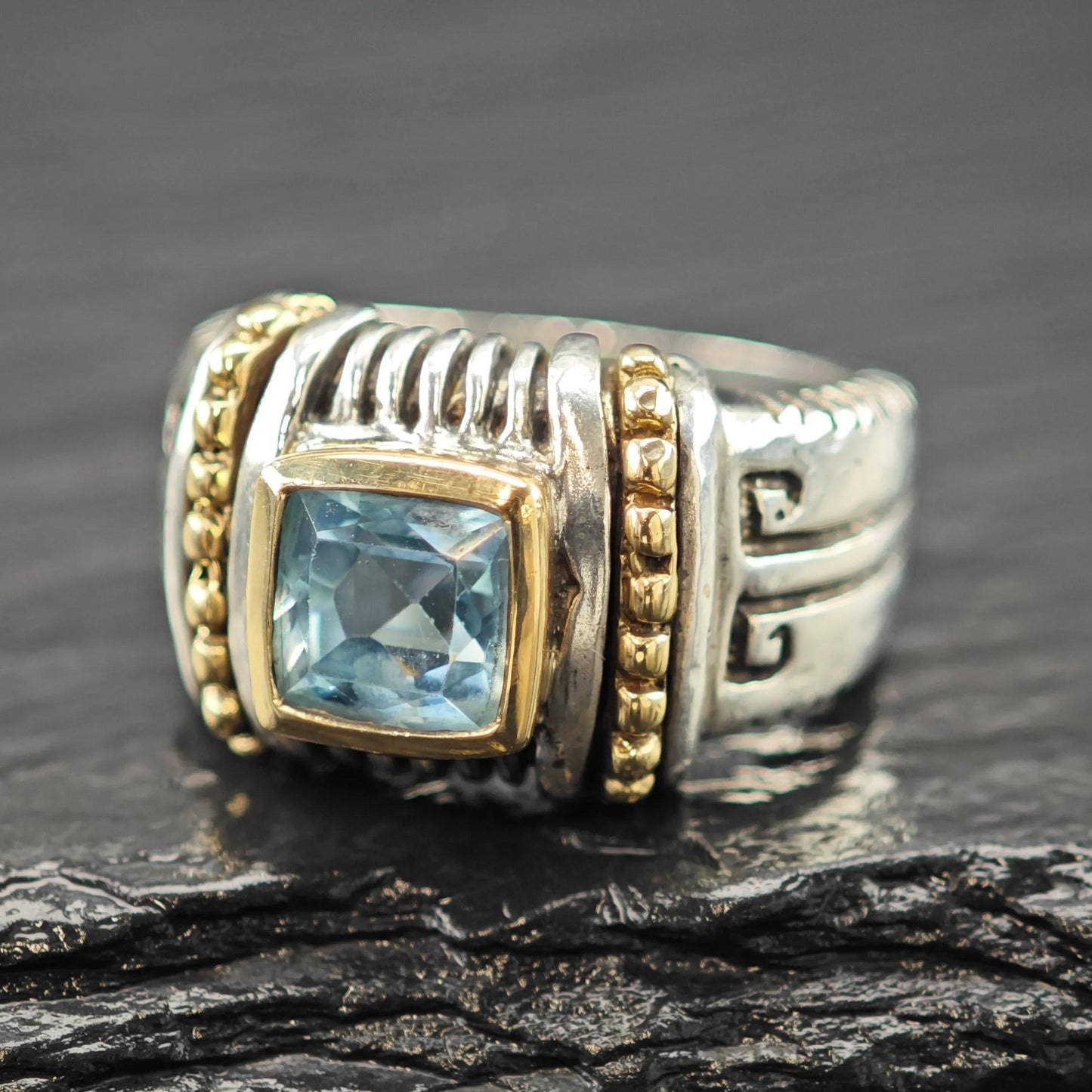 Topaz 14K Gold Accent Ring Sterling Silver Sz 6 1/4