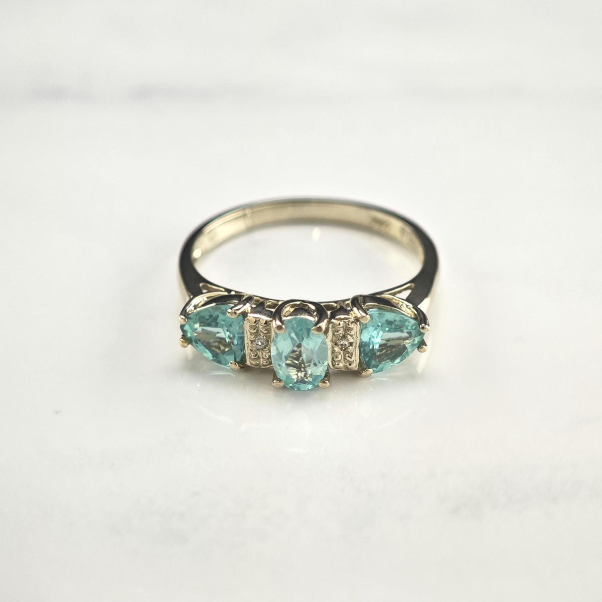 Apatite 14K White Gold Ring Sz 7 R6801