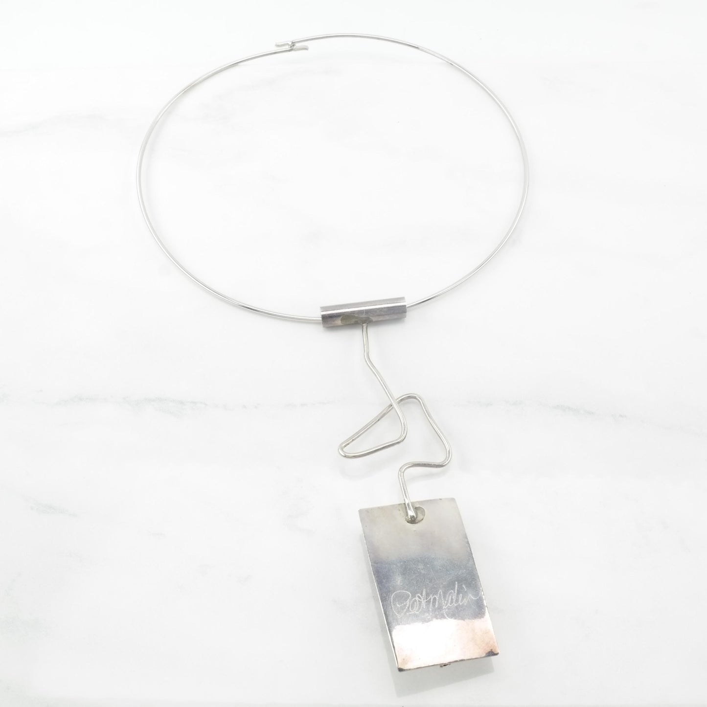 Vintage Studio Sugilite Abstract Pendant Choker Necklace Sterling Silver