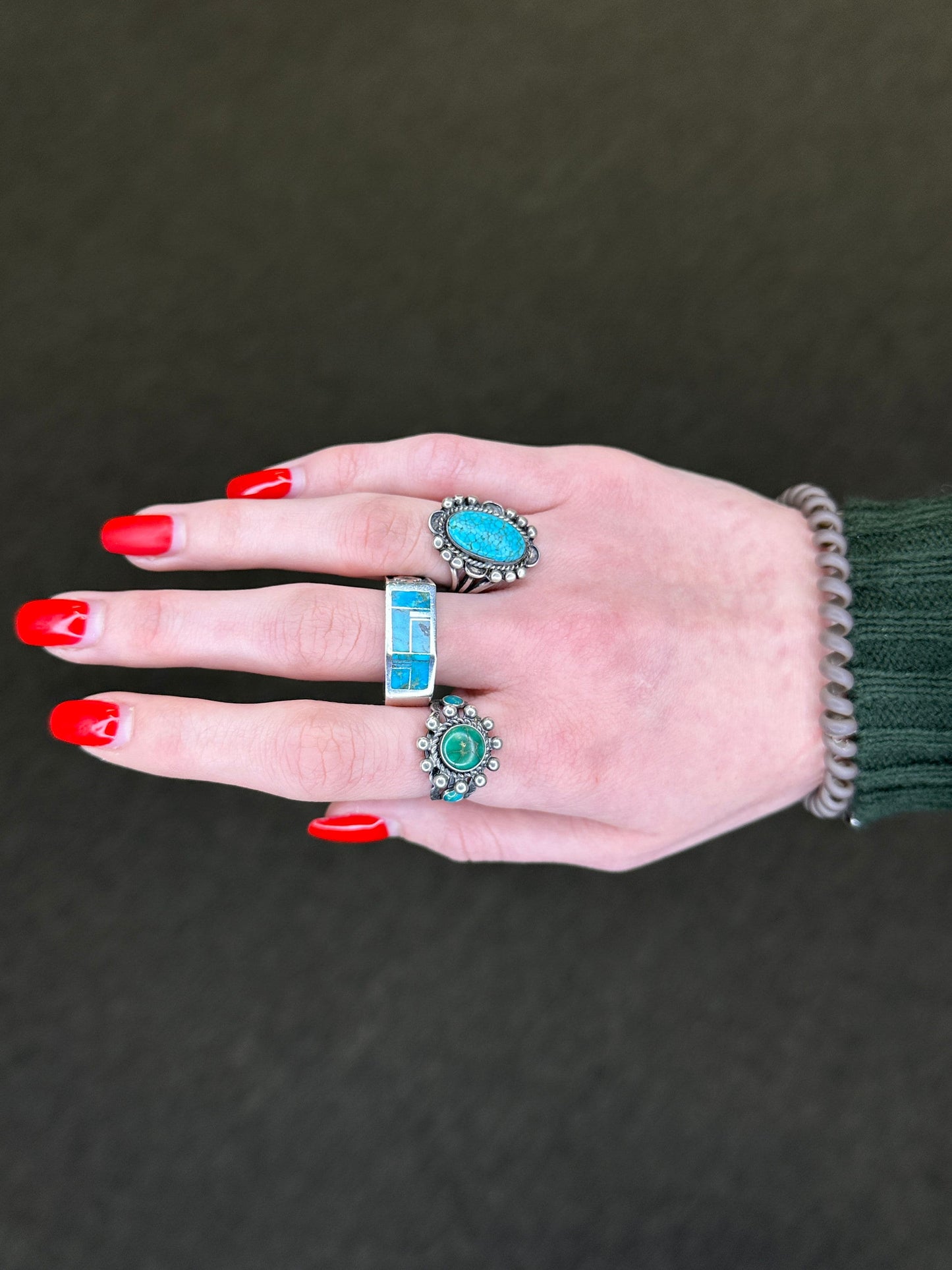 Fred Harvey Era Silver Ring Turquoise Sterling Size 6