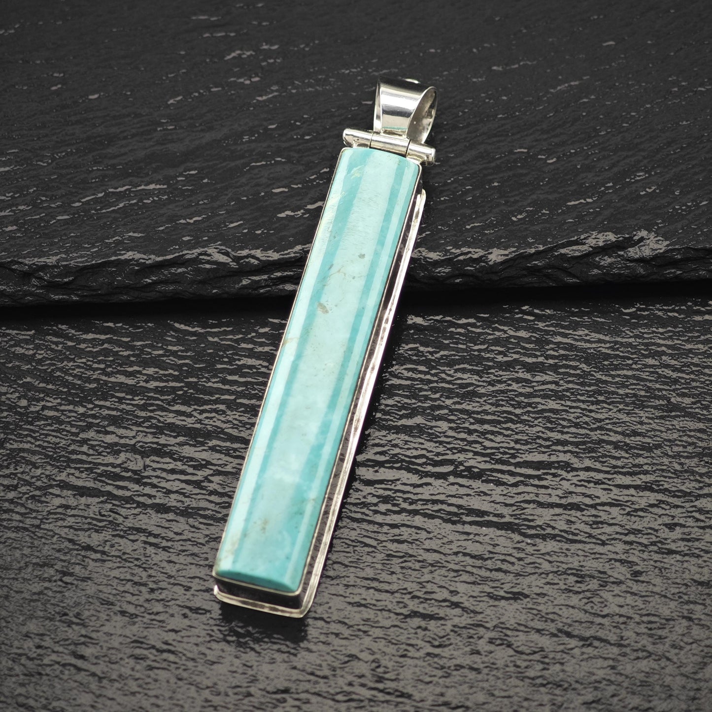 Lg Navajo Turquoise Pendant Sterling Silver by David Troutman P2823