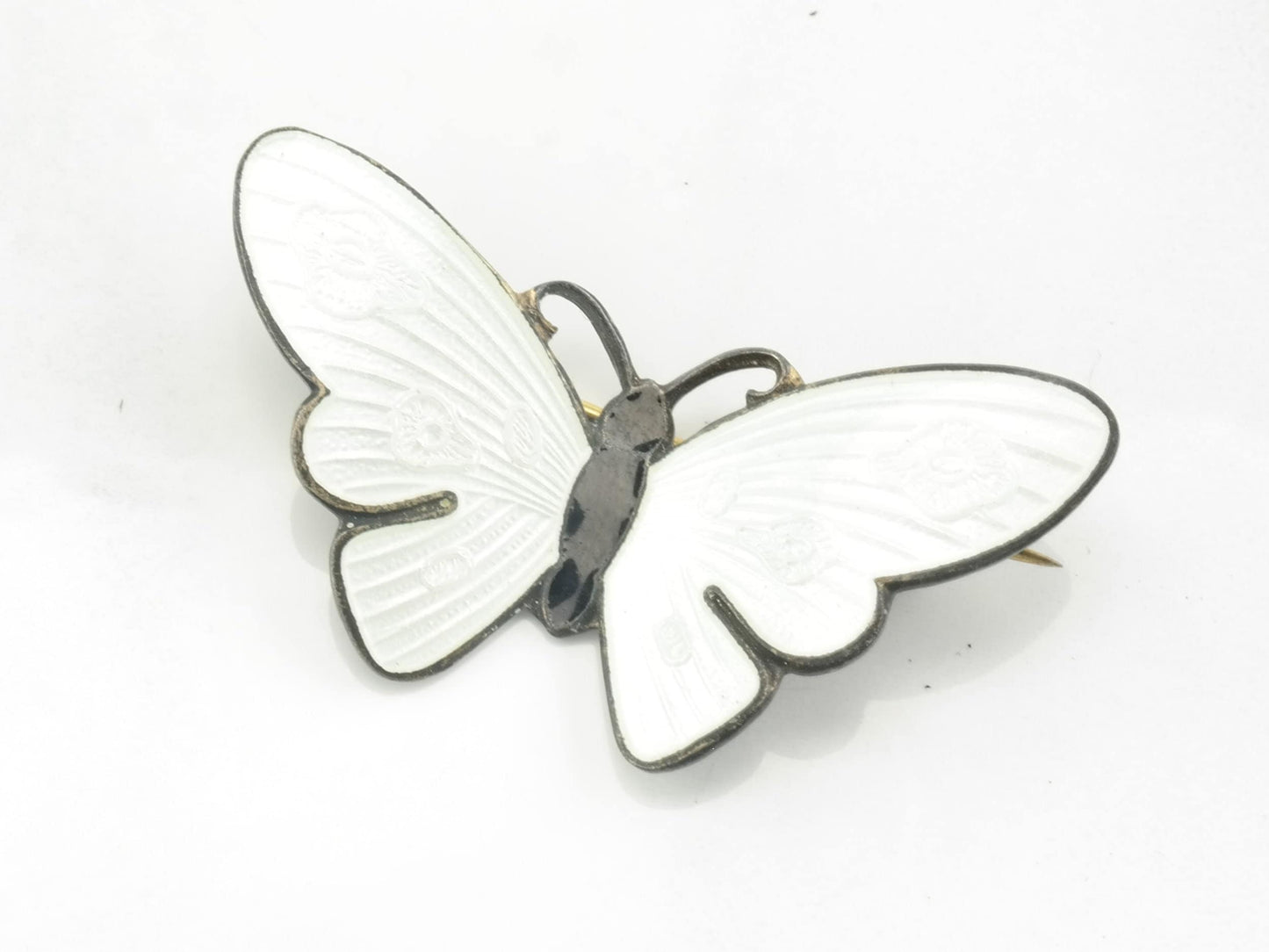 Norway Sterling Silver Brooch Butterfly Enamel