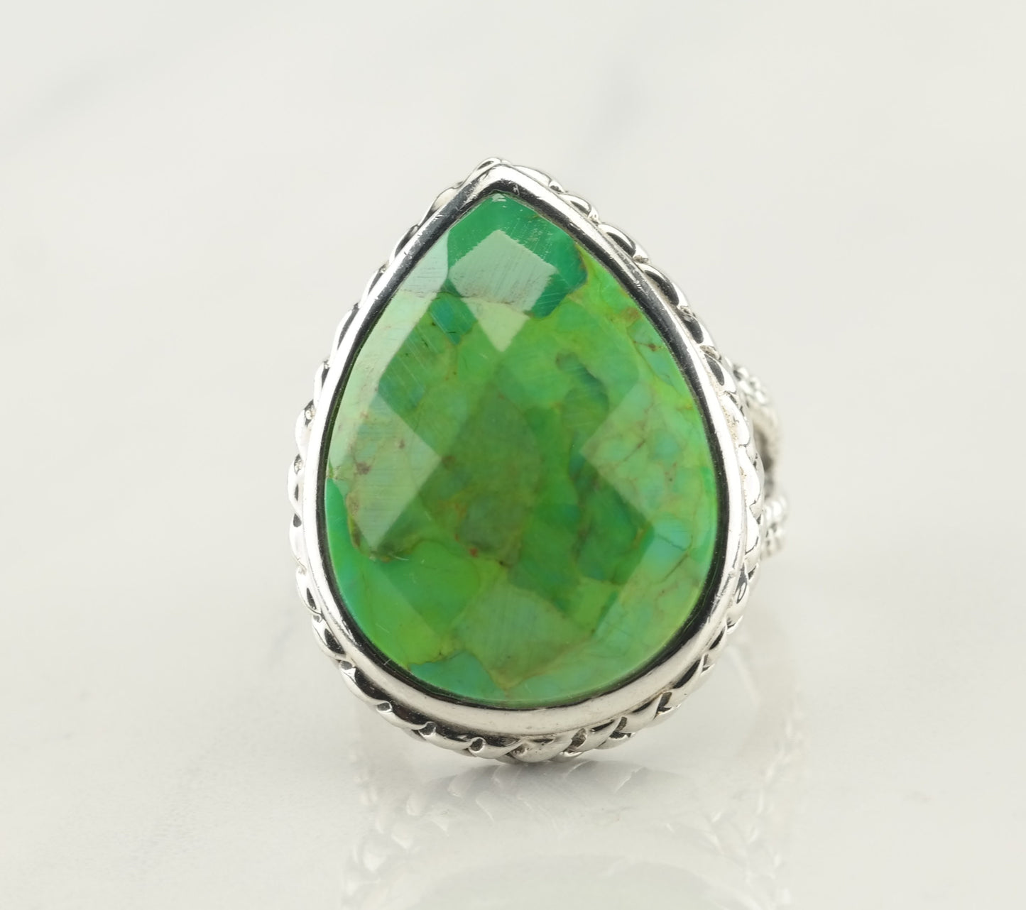 Sterling Silver Green Turquoise Ring Size 7