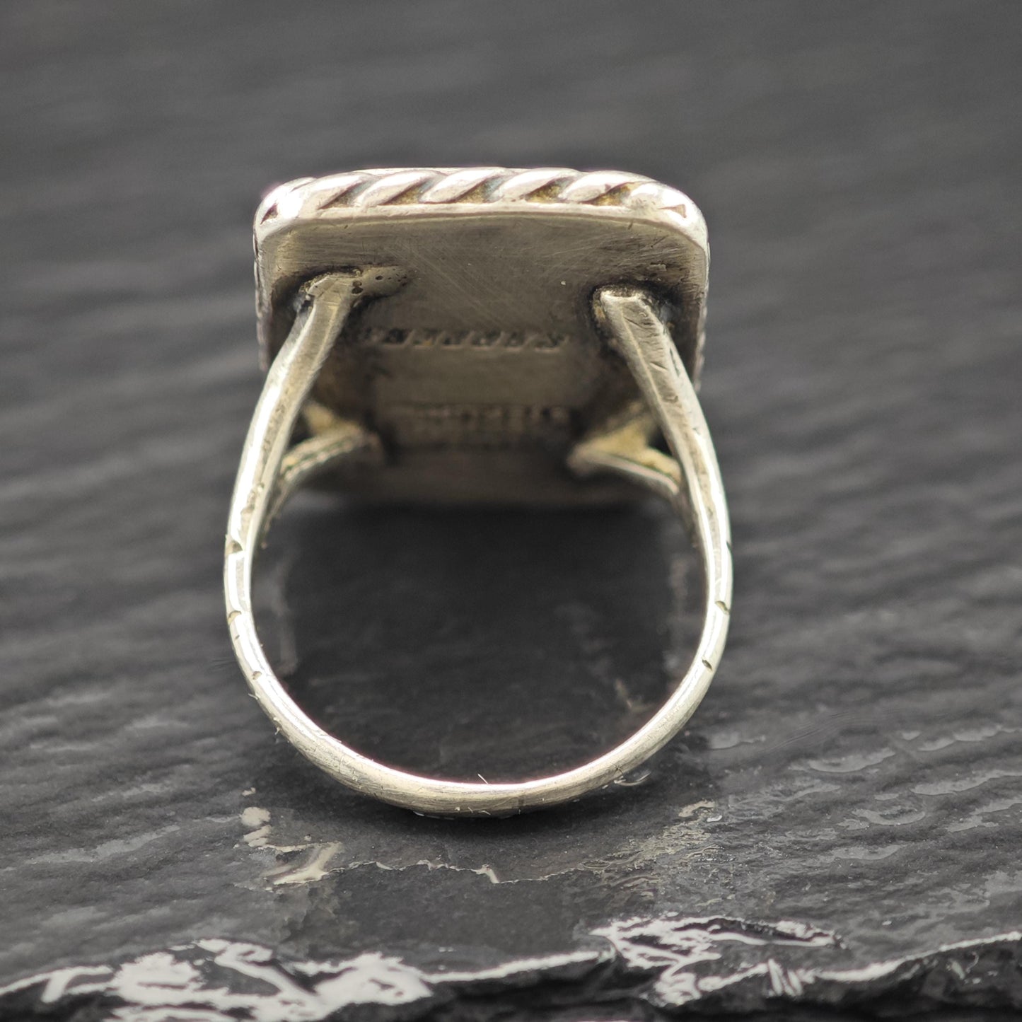 AS IS Mexico Alabaster Ring Sterling Silver Sz 7 1/4 R6139
