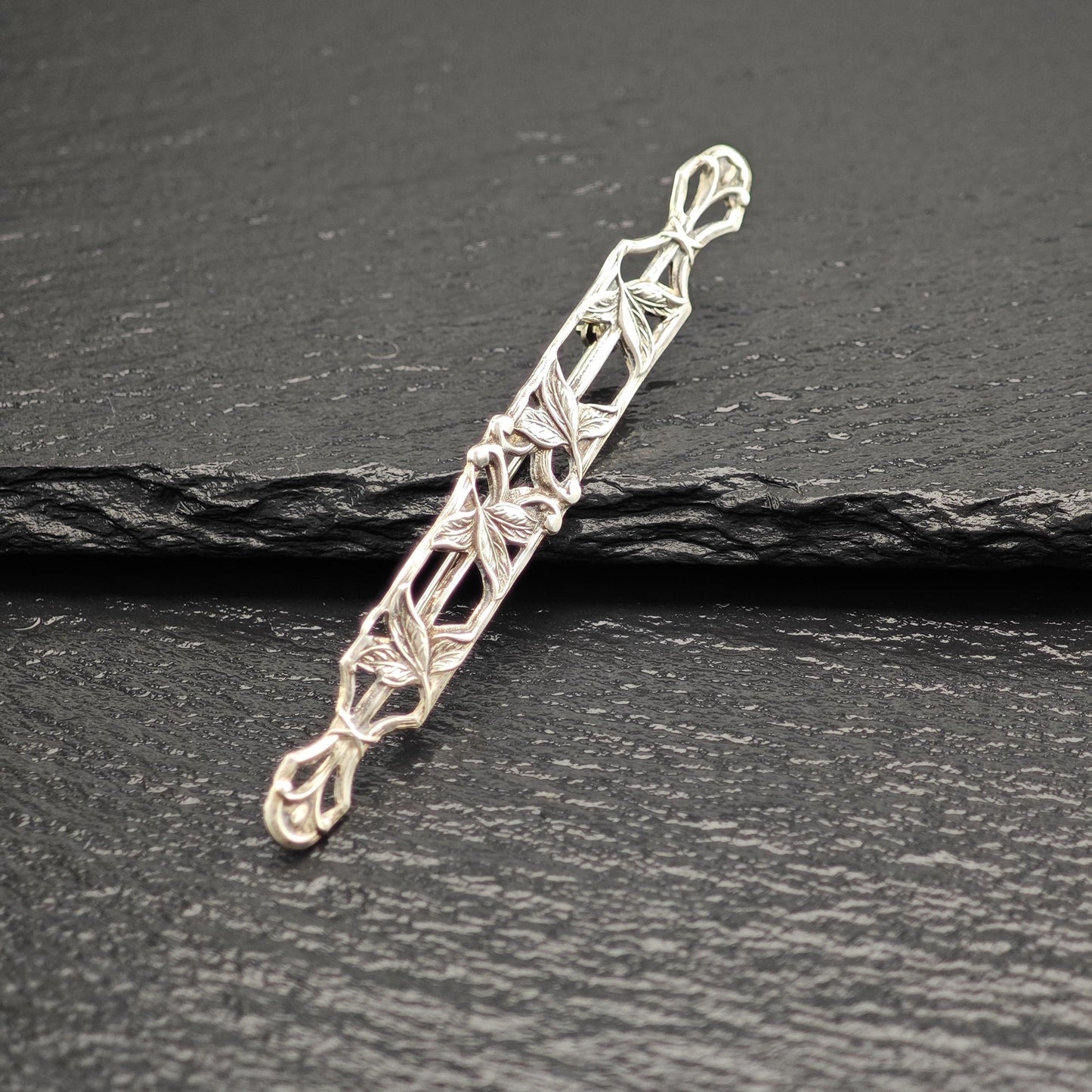 Vintage Art Nouveau, Floral Brooch Sterling Silver