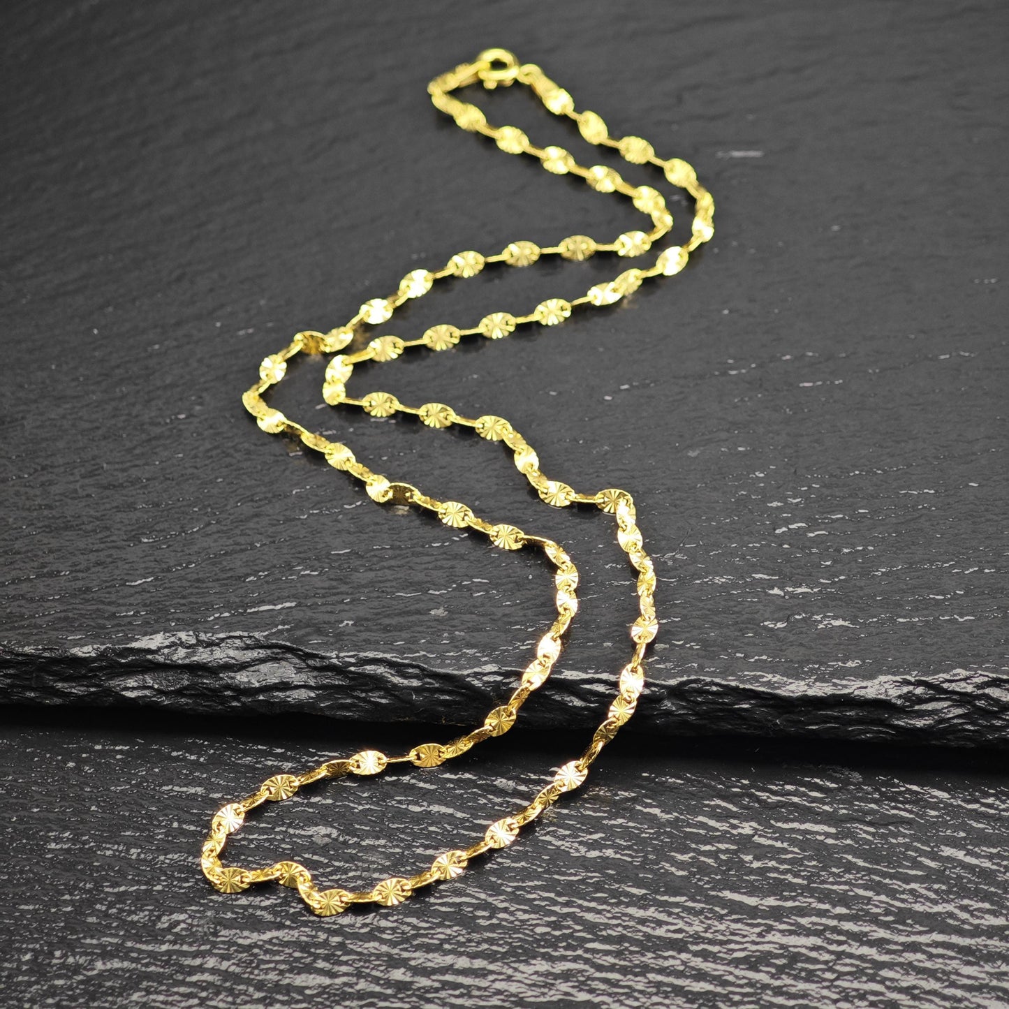 Gold Plated Marina Link Chain Italy Sterling Silver Necklace N2760