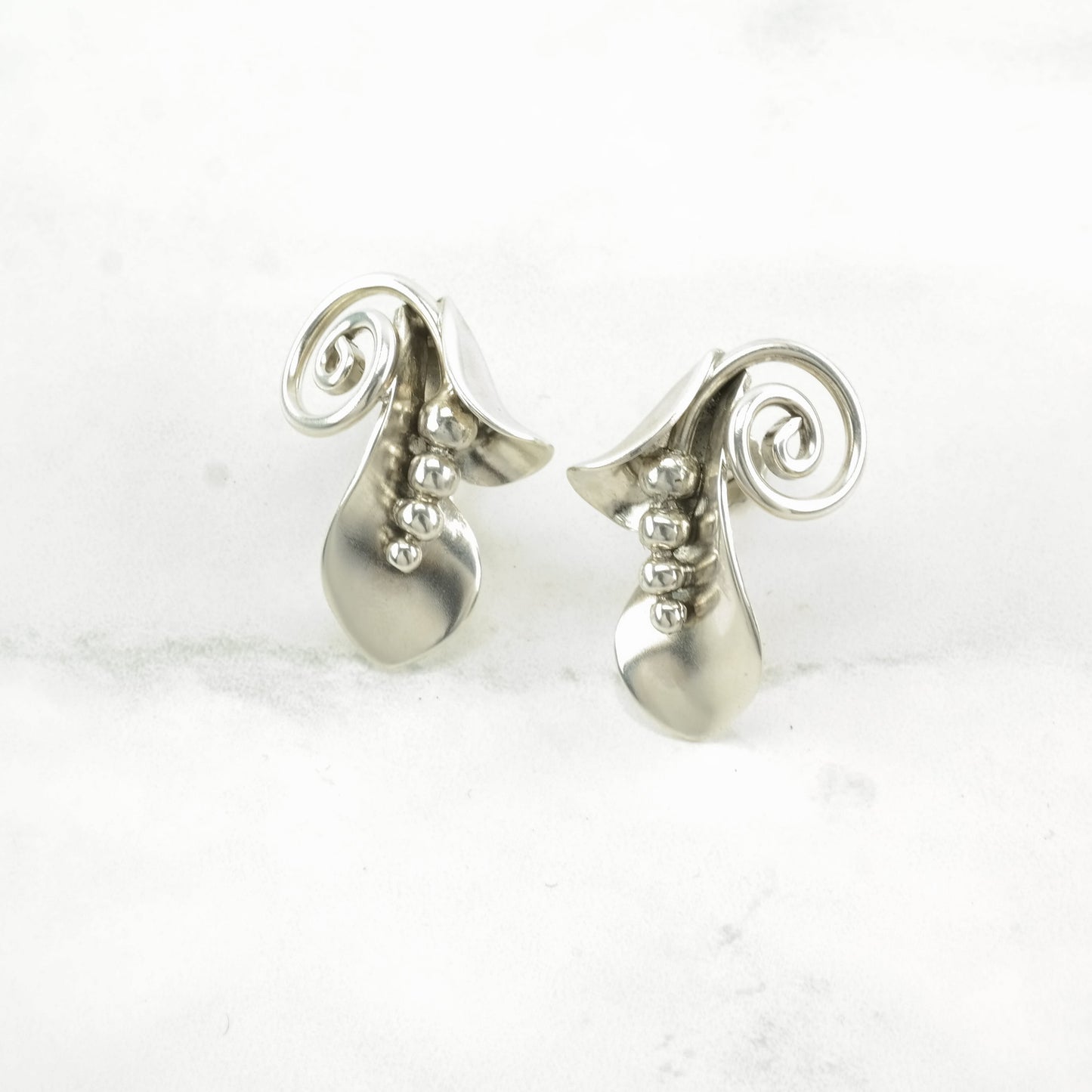 La Paglia Sterling Silver Floral, Leaf 230 Earrings Screw back