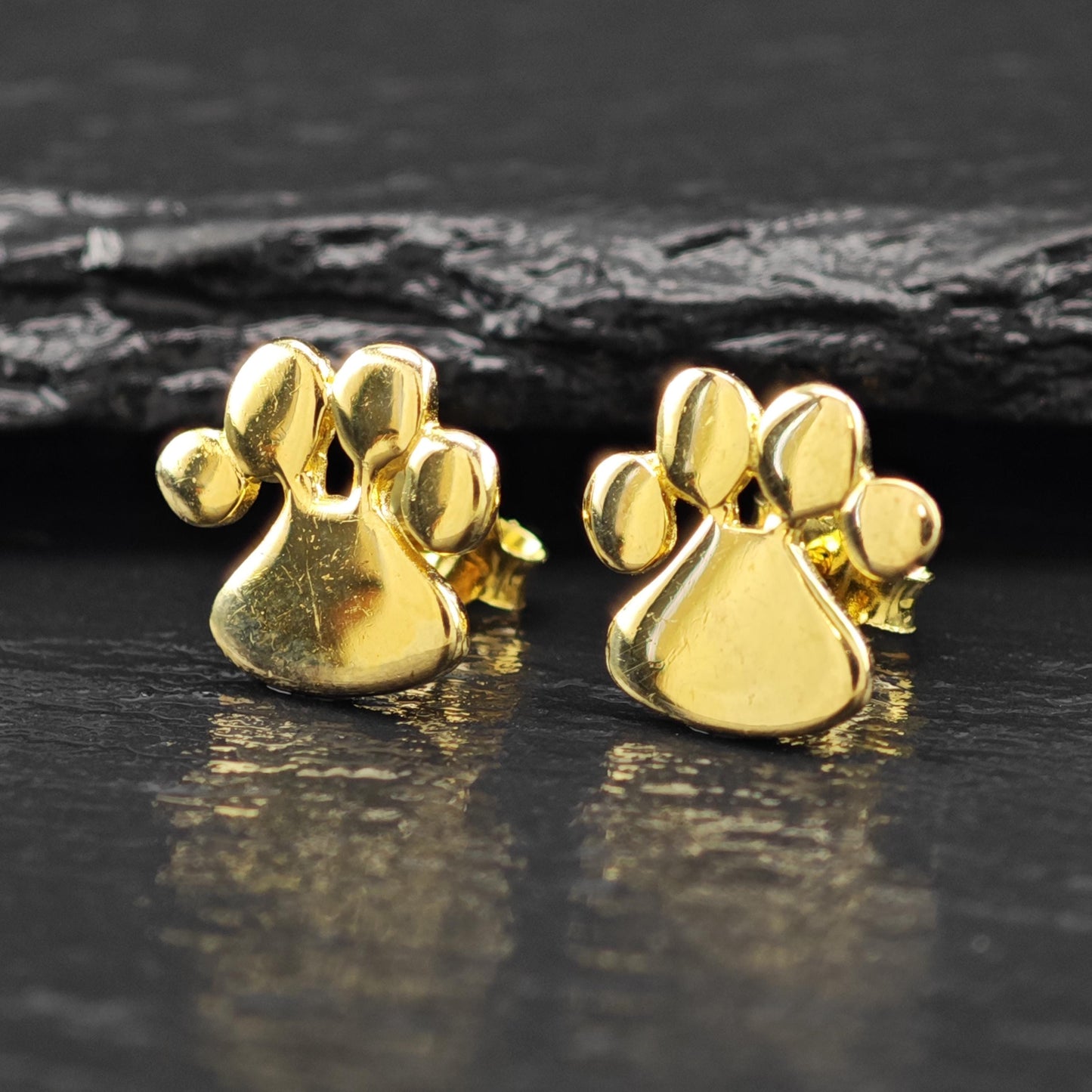 14K Gold Plated Kitty Paw Stud Earrings Sterling Silver ER2975