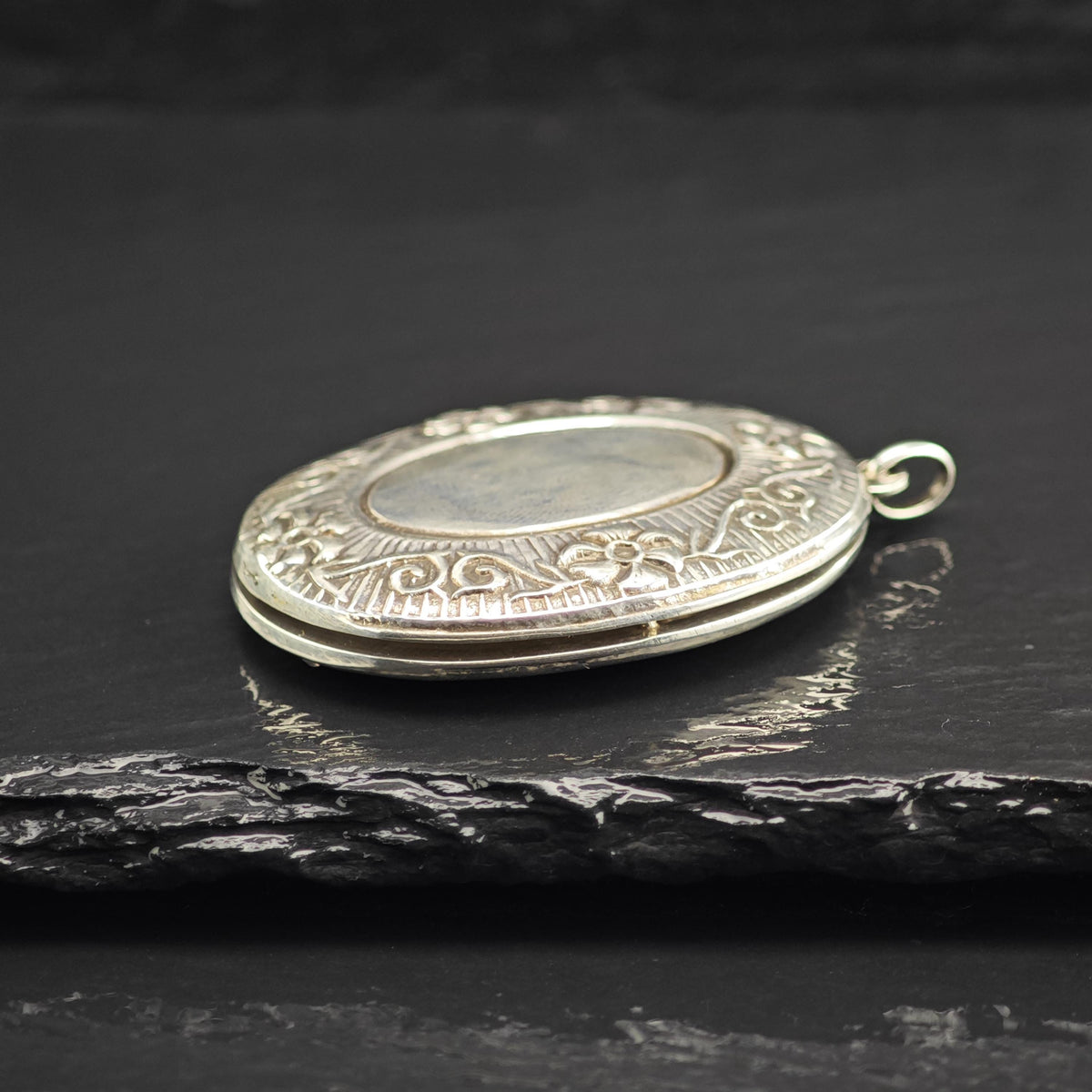 Art Nouveau Style Sterling Silver Locket Pendant P3093