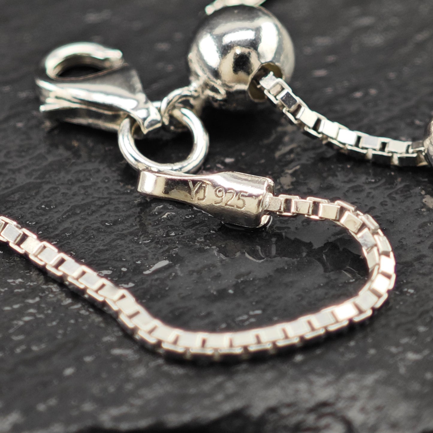 Adjustable slider Box Chain Sterling Silver Necklace 24" N2629