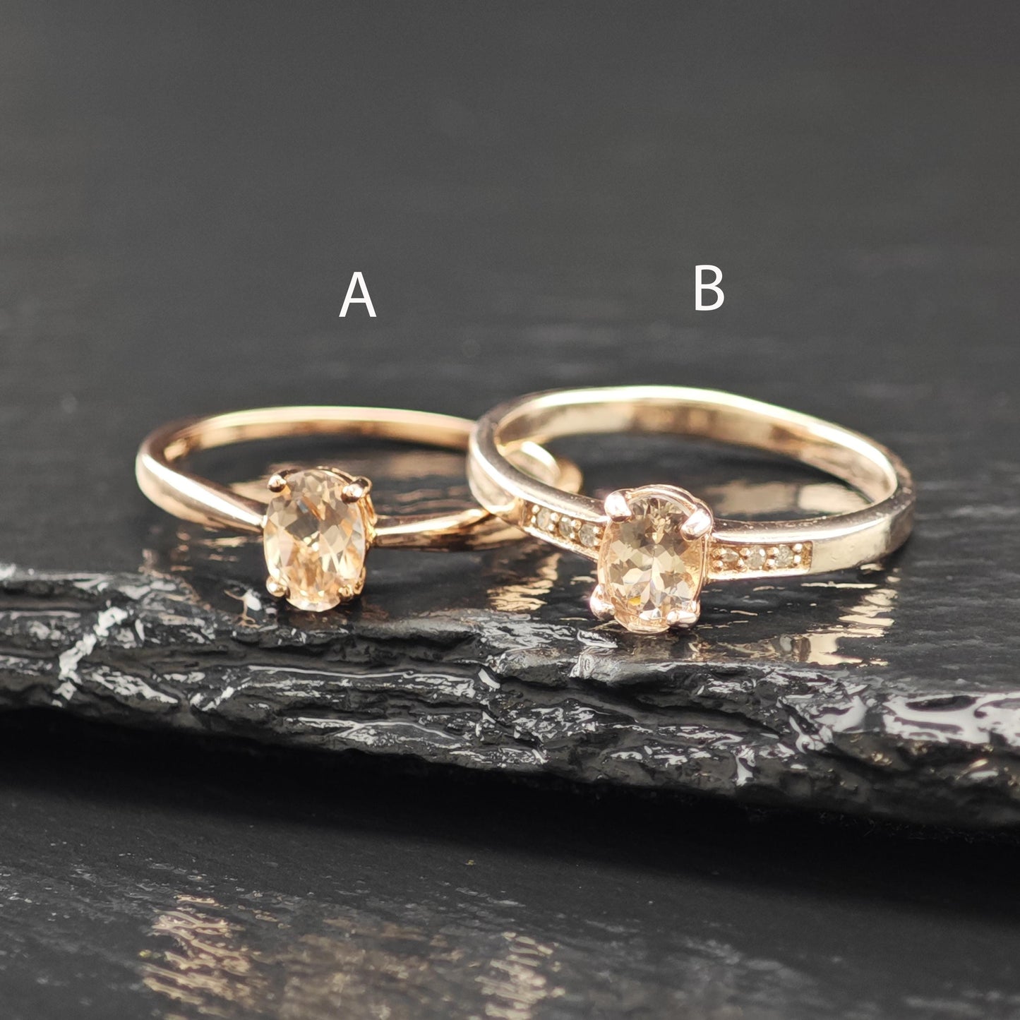 Choice of 14K Rose Gold Plated Morganite Ring Sterling Silver Sz 10 R6171