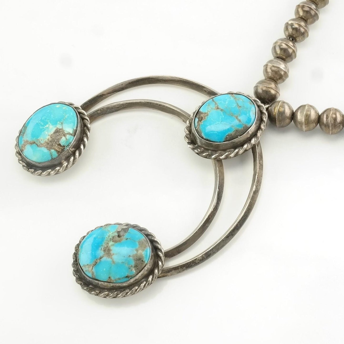 Turquoise Naja Necklace 23" Southwest Sterling Silver Kingman