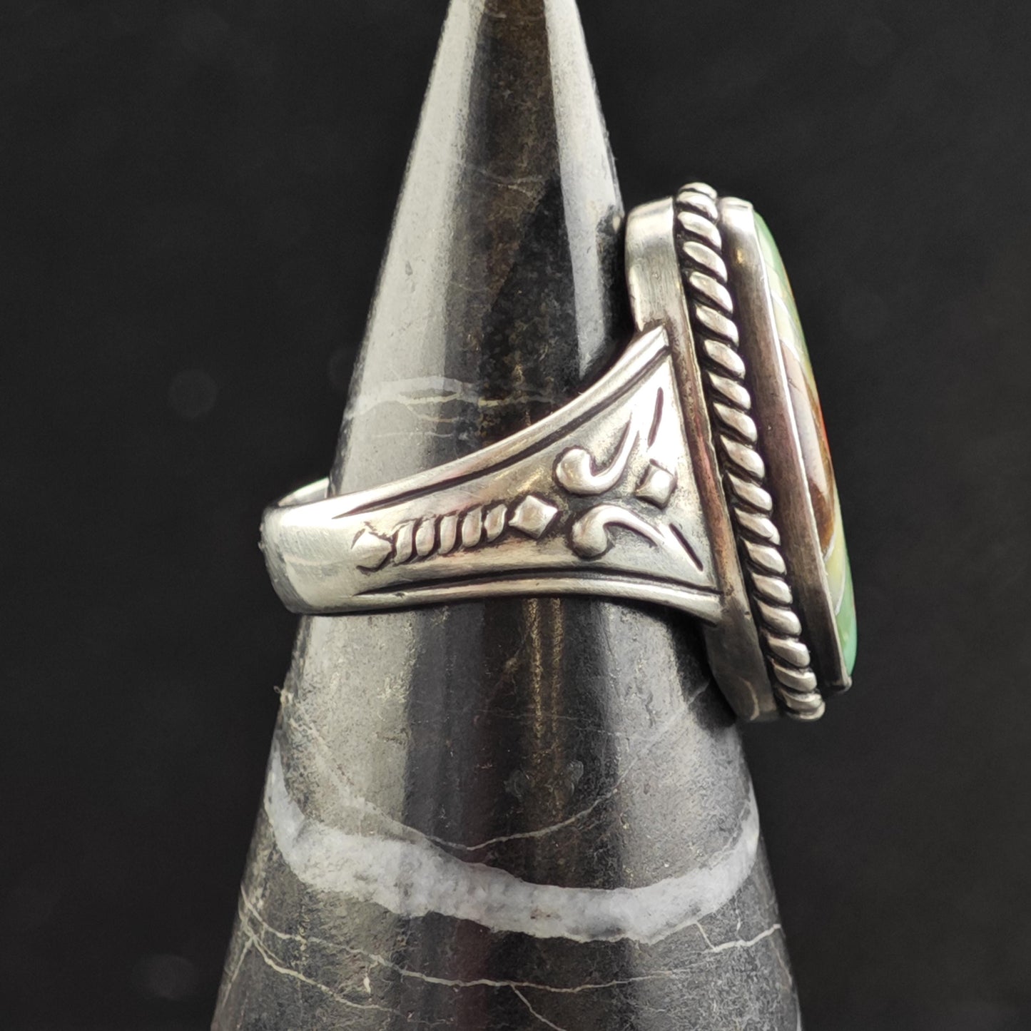 Relios Multistone Inlay Sterling Silver Ring Sz 7 1/4 R6560