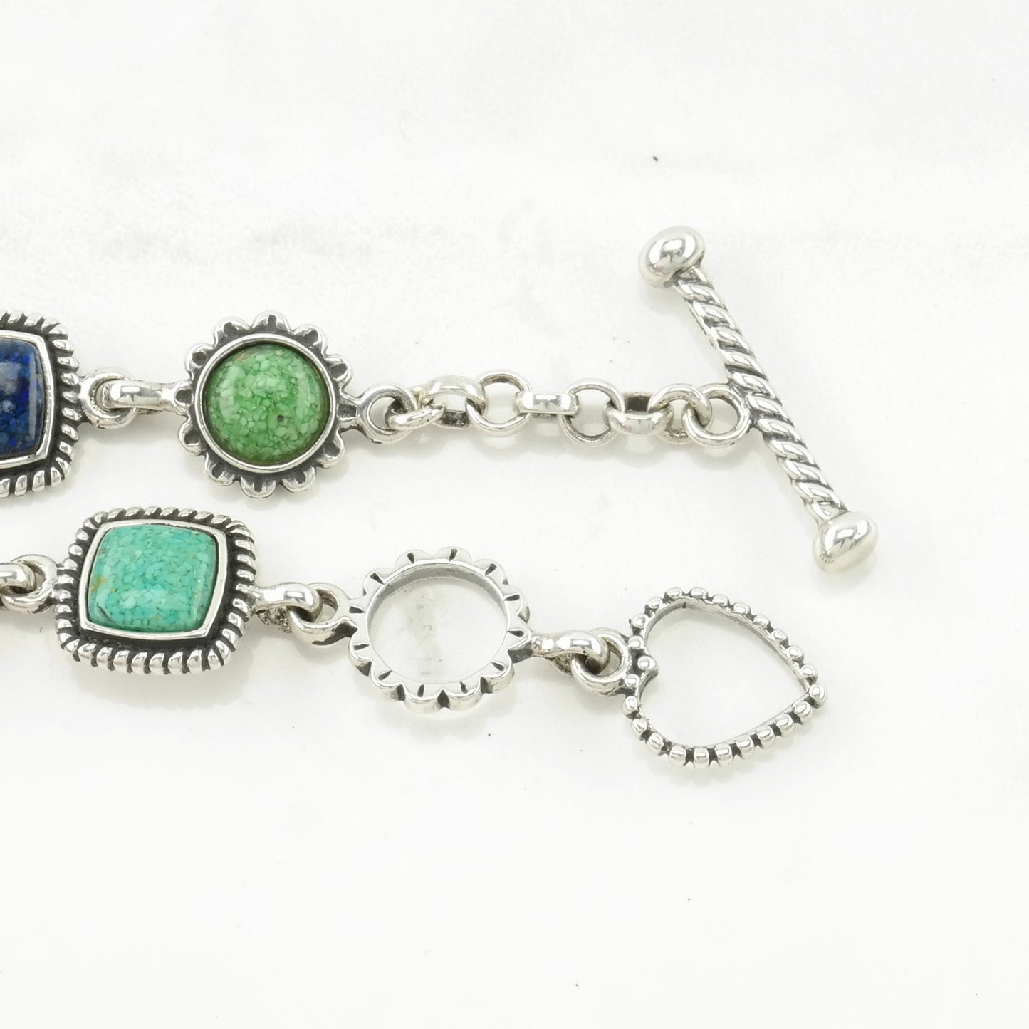 Choice of Vintage Carolyn Pollack Sterling Silver Link Bracelet Multi Stone Inlay