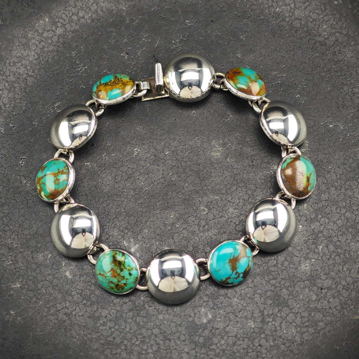 Mexico Turquoise Modernist Bracelet Sterling Silver