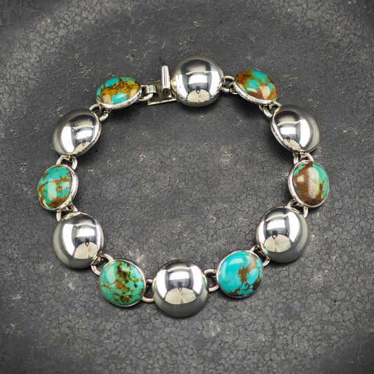 Mexico Turquoise Modernist Bracelet Sterling Silver