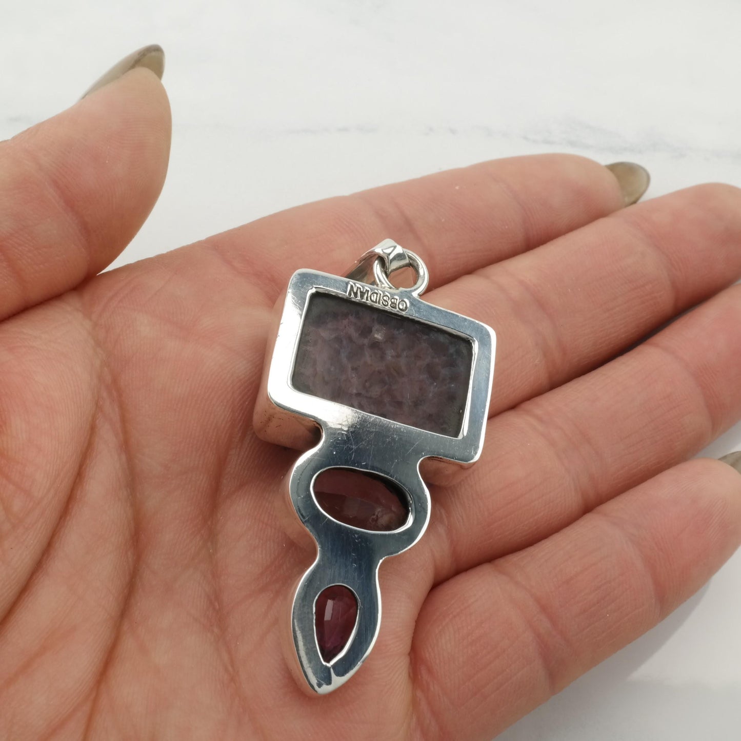 Vintage Amethyst Druzy Pendant Sterling Silver