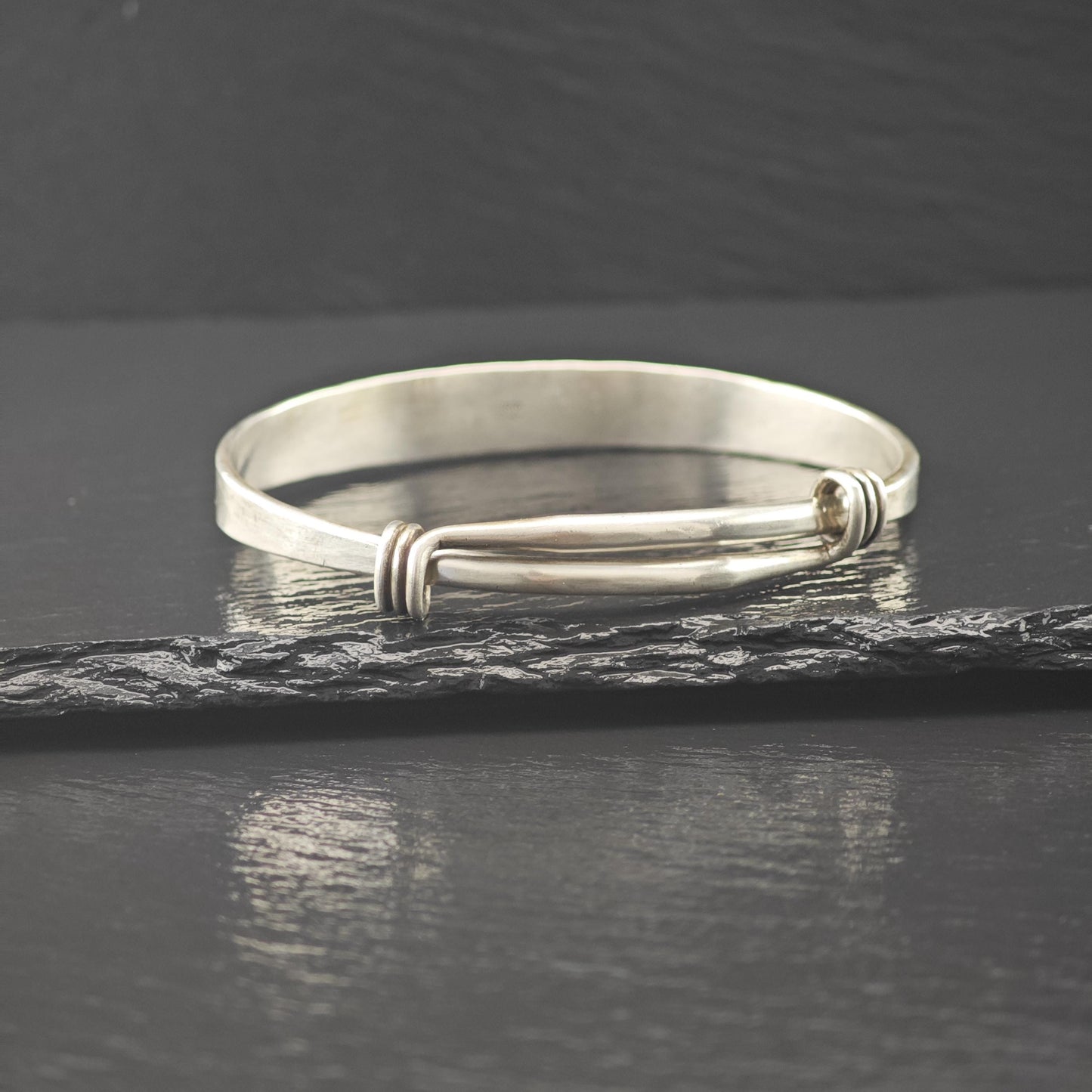 Ed Levin Modernist Bangle Bracelet Sterling Silver Adjustable