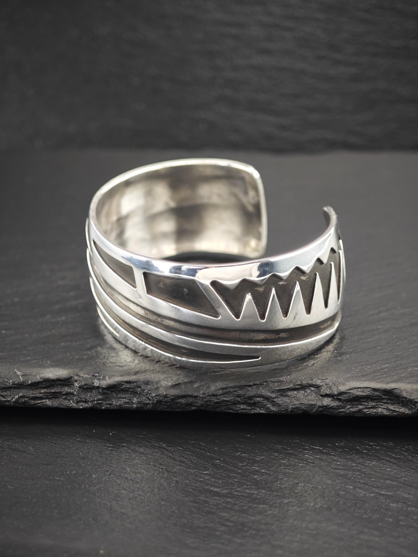 Native American Overlay, Cuff Bracelet Sterling Silver