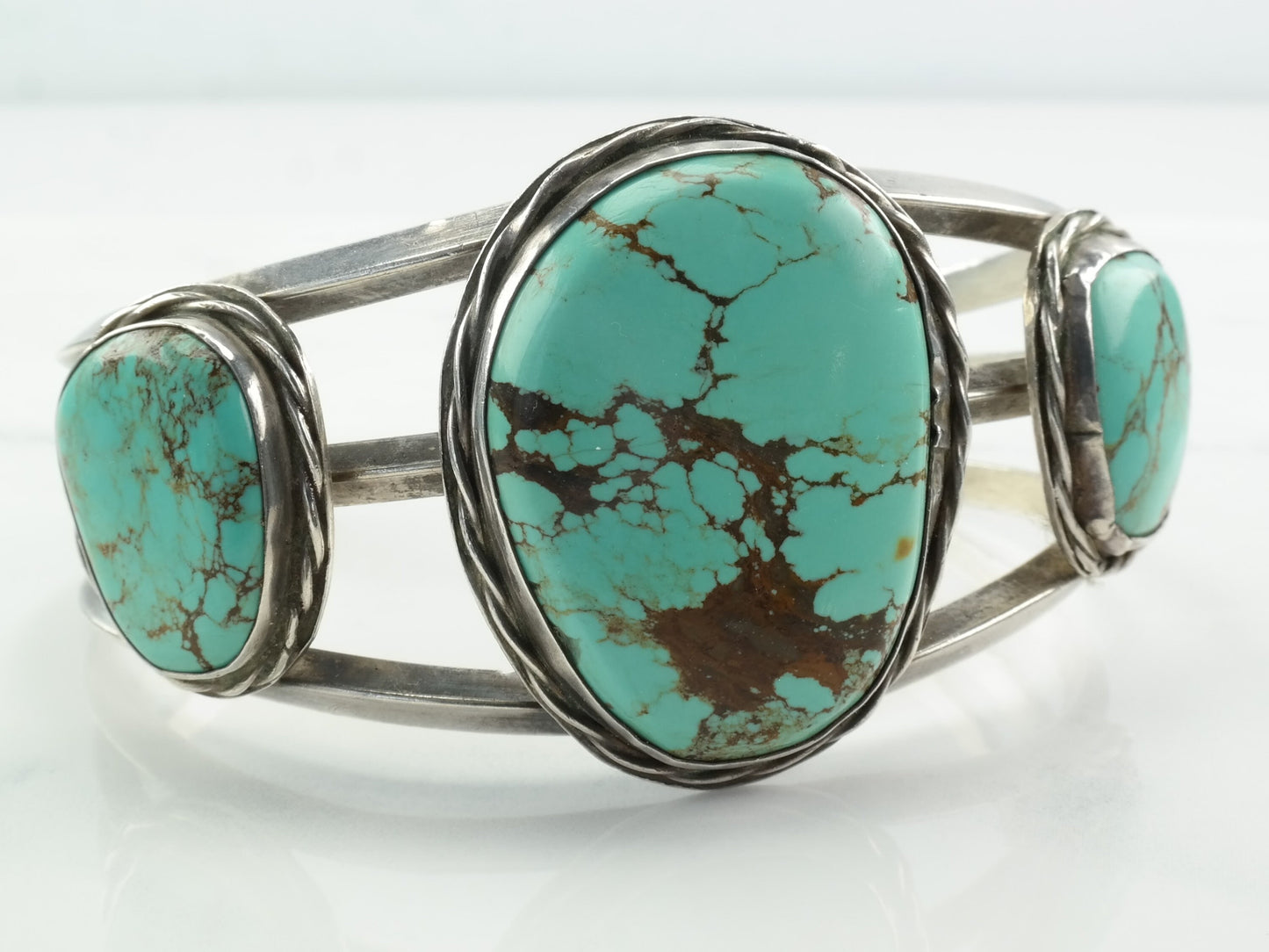 Southwest Sterling Silver Cuff Bracelet Turquoise Number Eight