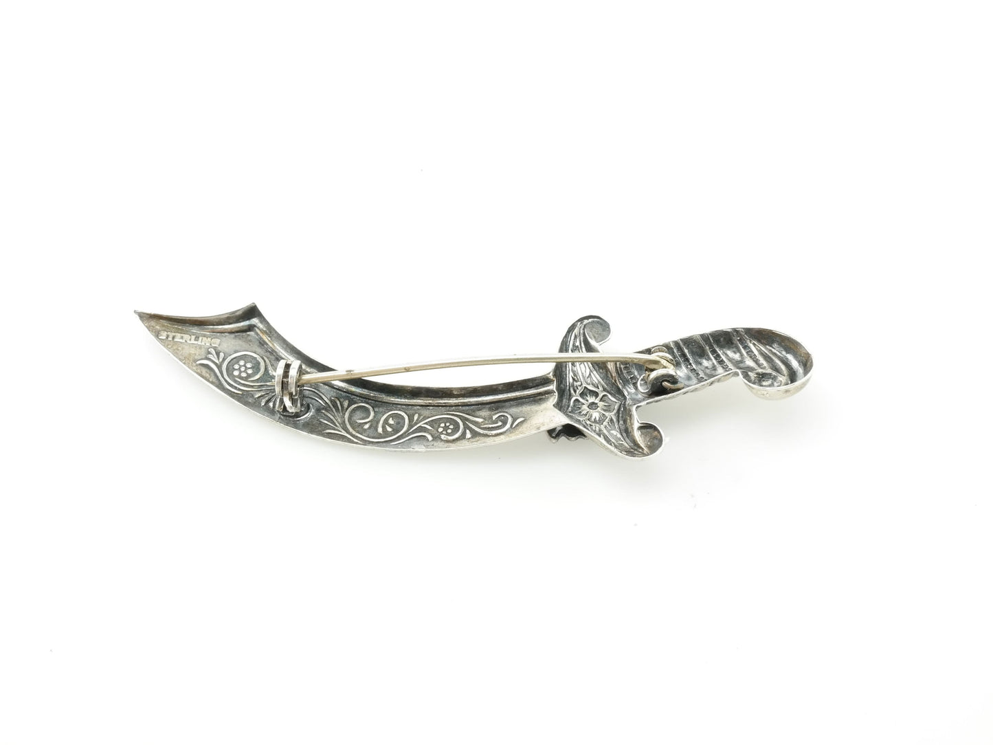 Sterling Silver Sword Scimitar Brooch Pin