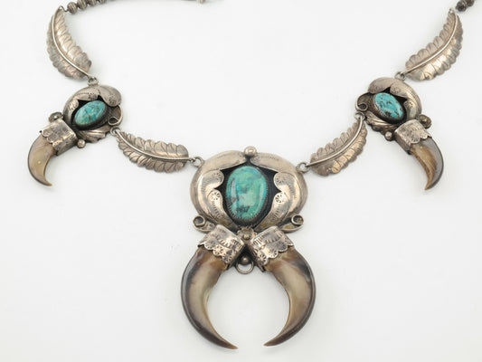Native Sterling Silver Turquoise Feather Necklace N1603