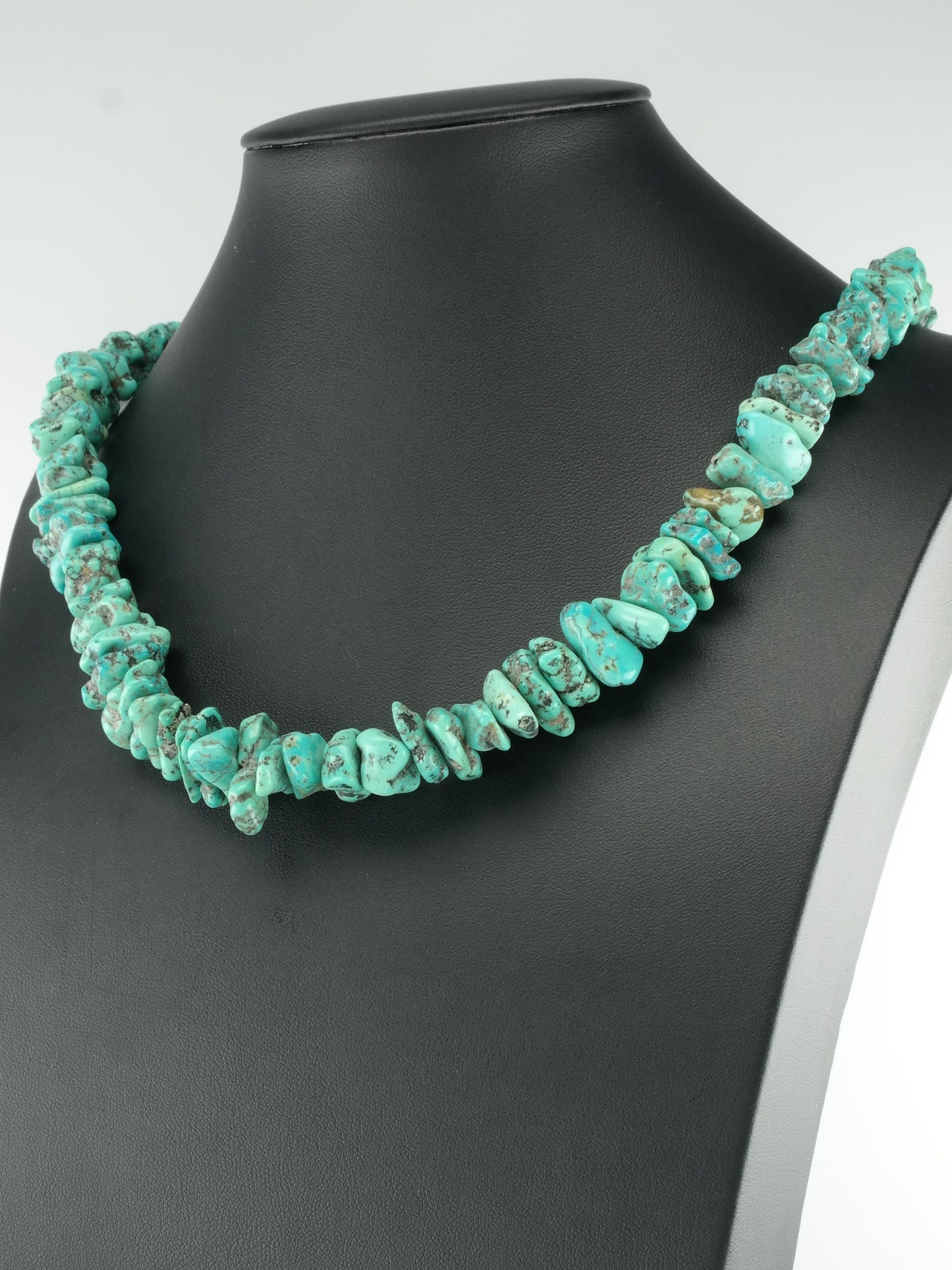 500ct Kingman Turquoise Nugget Necklace Sterling Silver