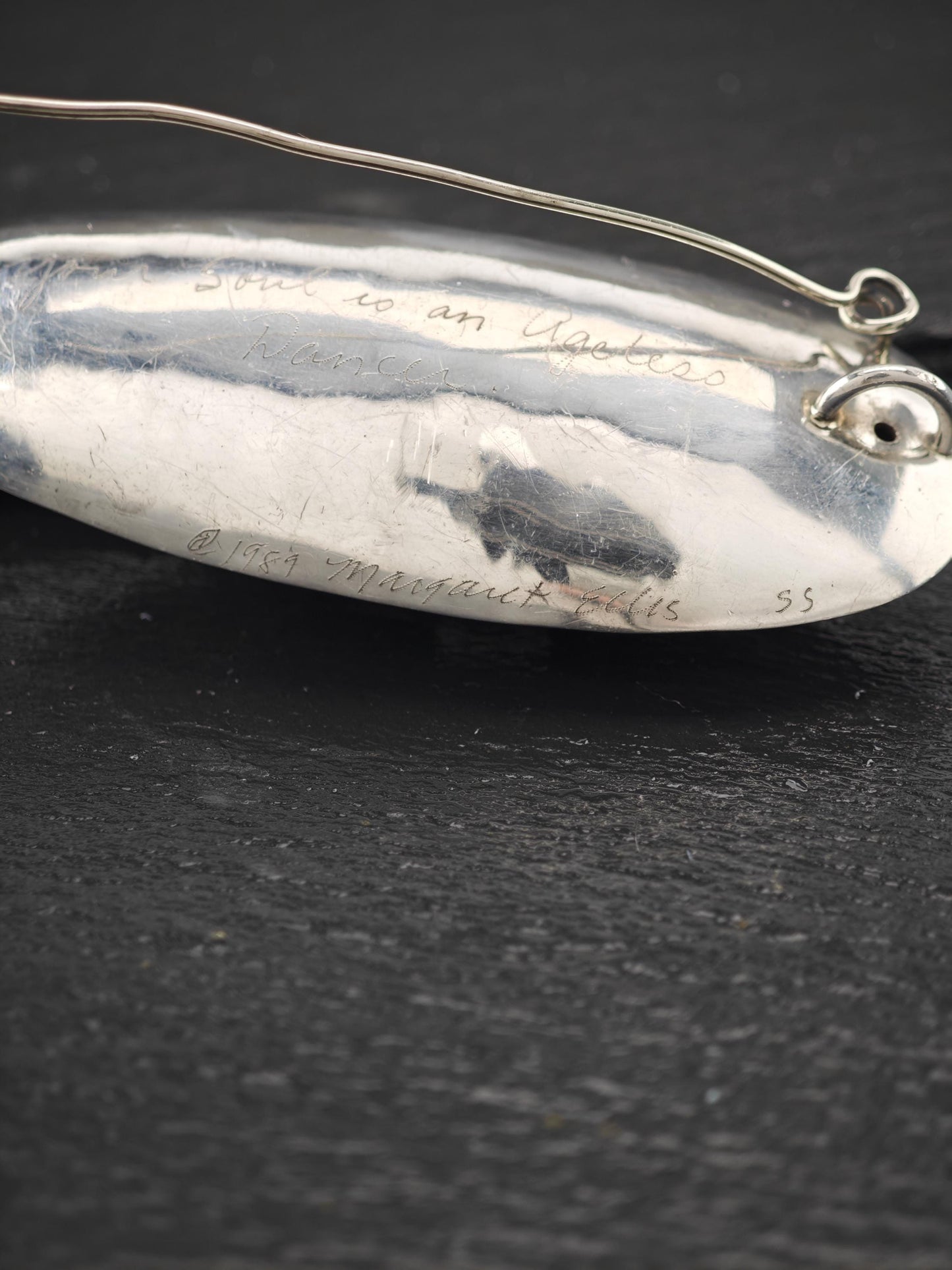 Margaret Ellis Hallow Hematite, Moonstone Brooch/Pendant Sterling Silver