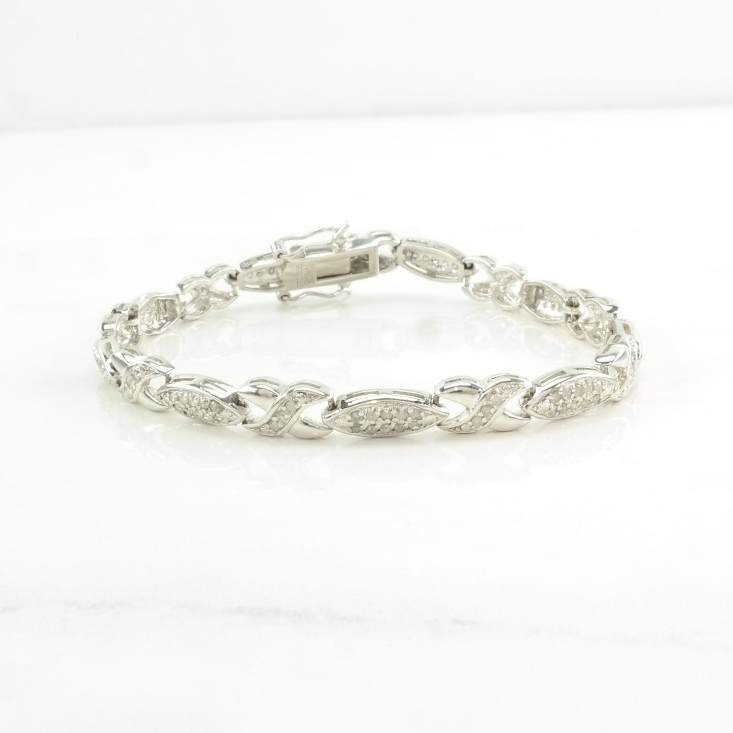 Vintage Sterling Silver Line Bracelet Diamond