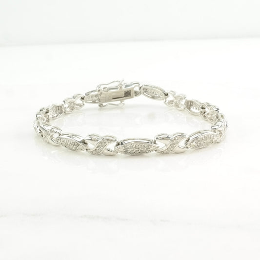 Vintage Sterling Silver Line Bracelet Diamond