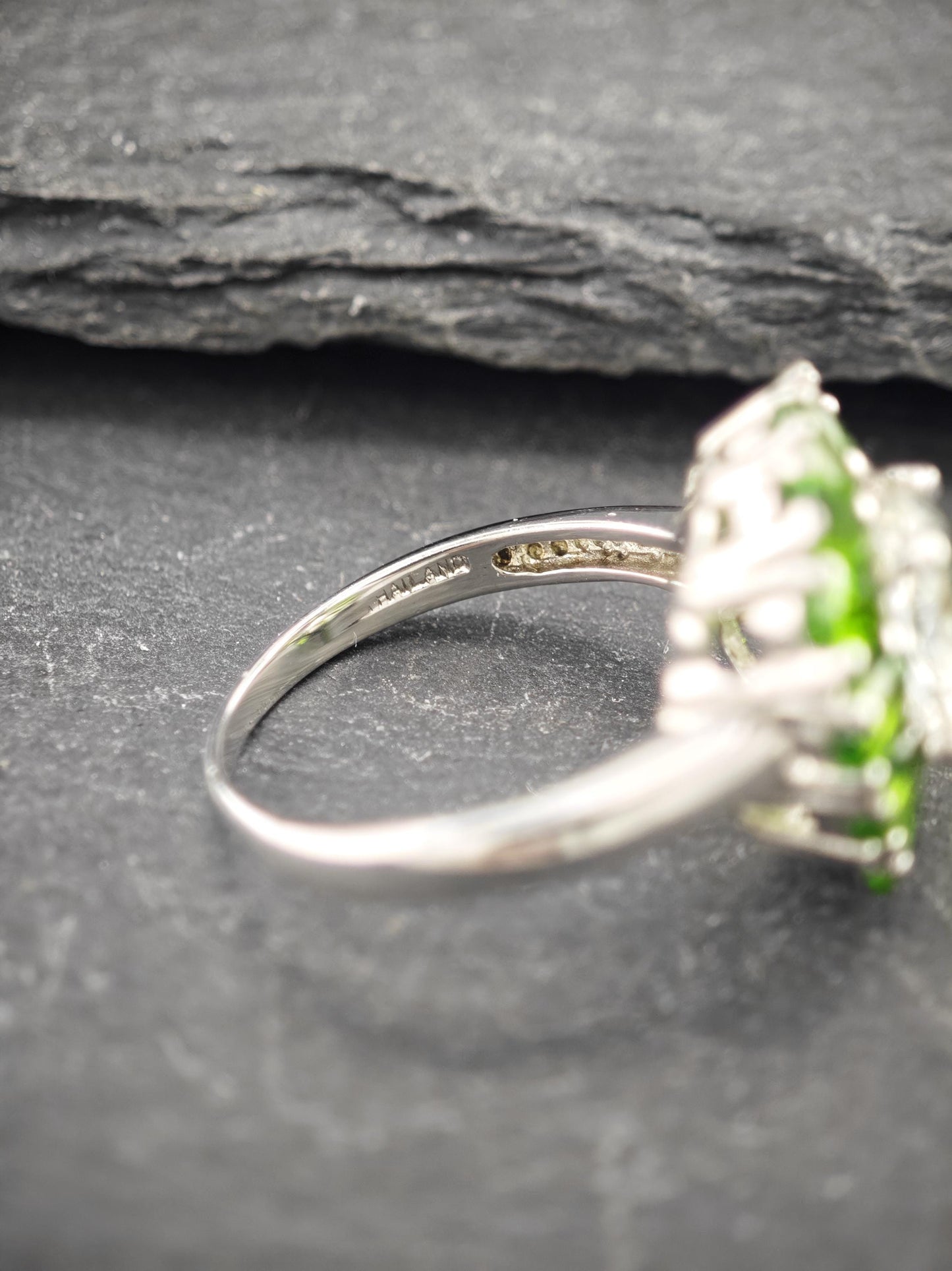 Vintage Topaz, Diopside Ring Sterling Silver