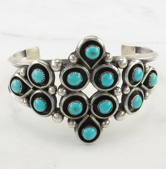 Zuni Snake Eye Turquoise Sterling Silver Cuff Bracelet