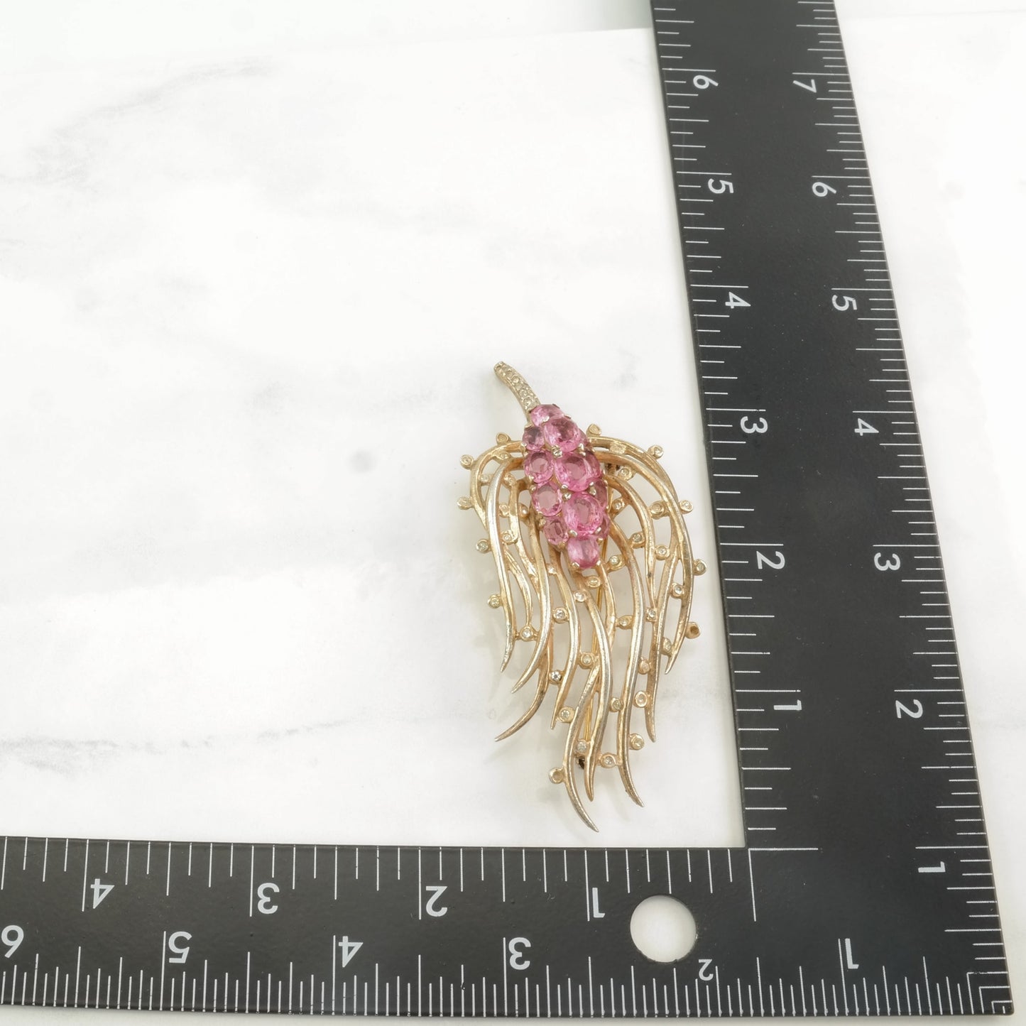 Crown Trifari Missing Stones Sterling Silver Brooch Flame Pin Pink Alfred Philippe