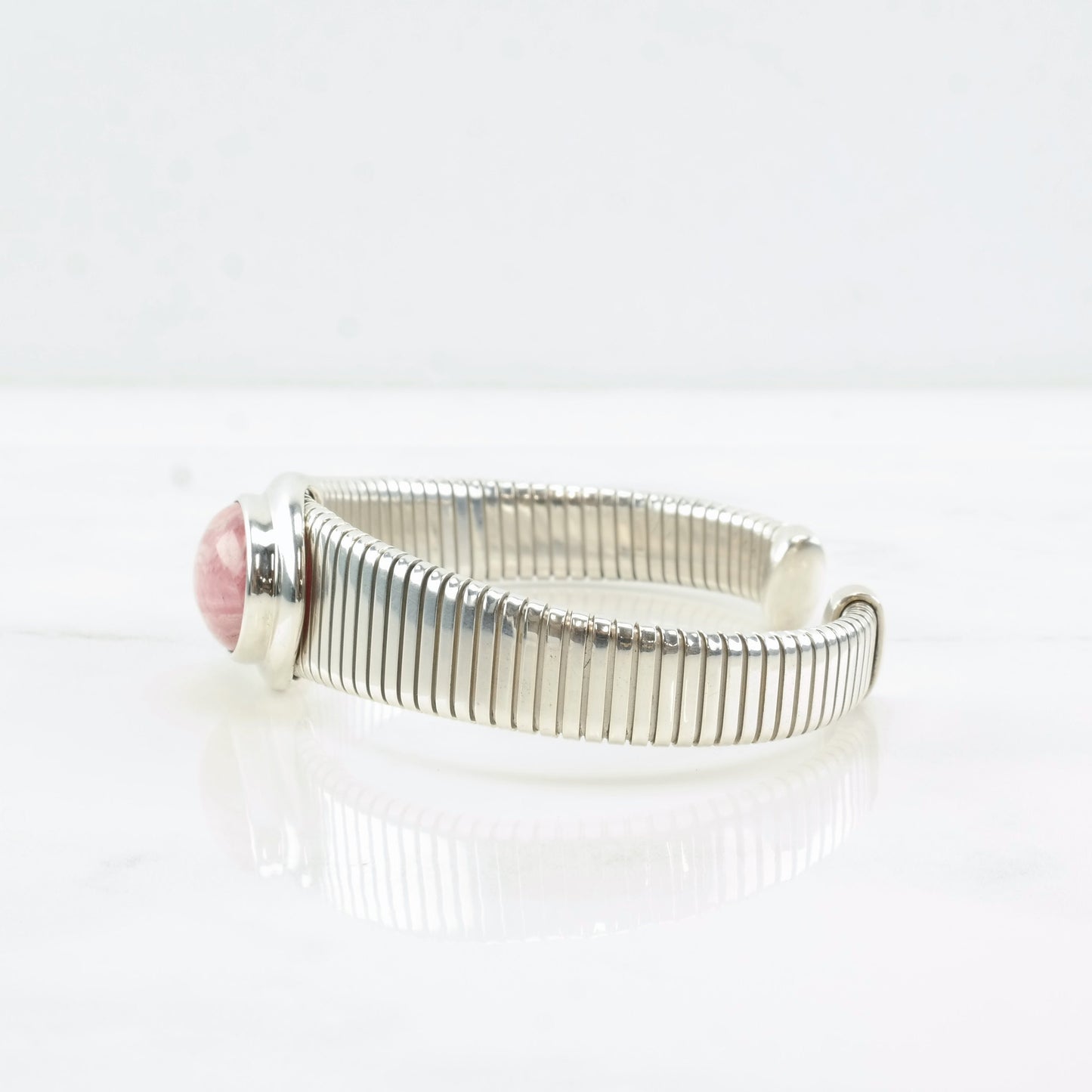 ESPO Sterling Silver Cuff Bracelet Rhodochrosite Oval