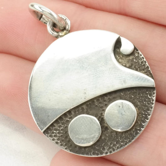 Vintage Modernist Abstract Overlay Sterling Silver Pendant