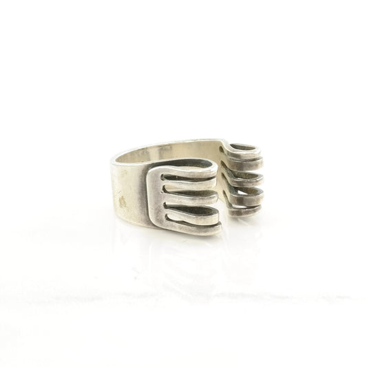 Norway Silver Ring Abstract Gap Sterling Size 9 1/2